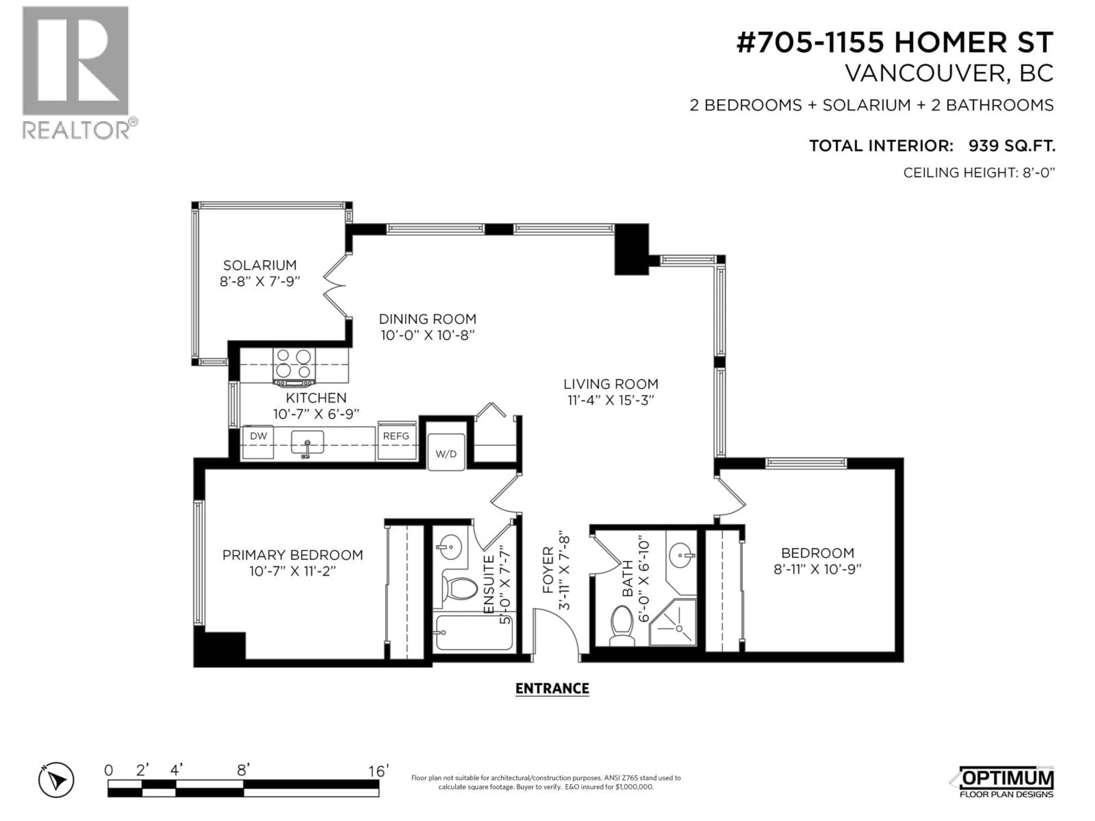 Floor plan for 705 - 1155 HOMER STREET, Vancouver British Columbia V6B5T5