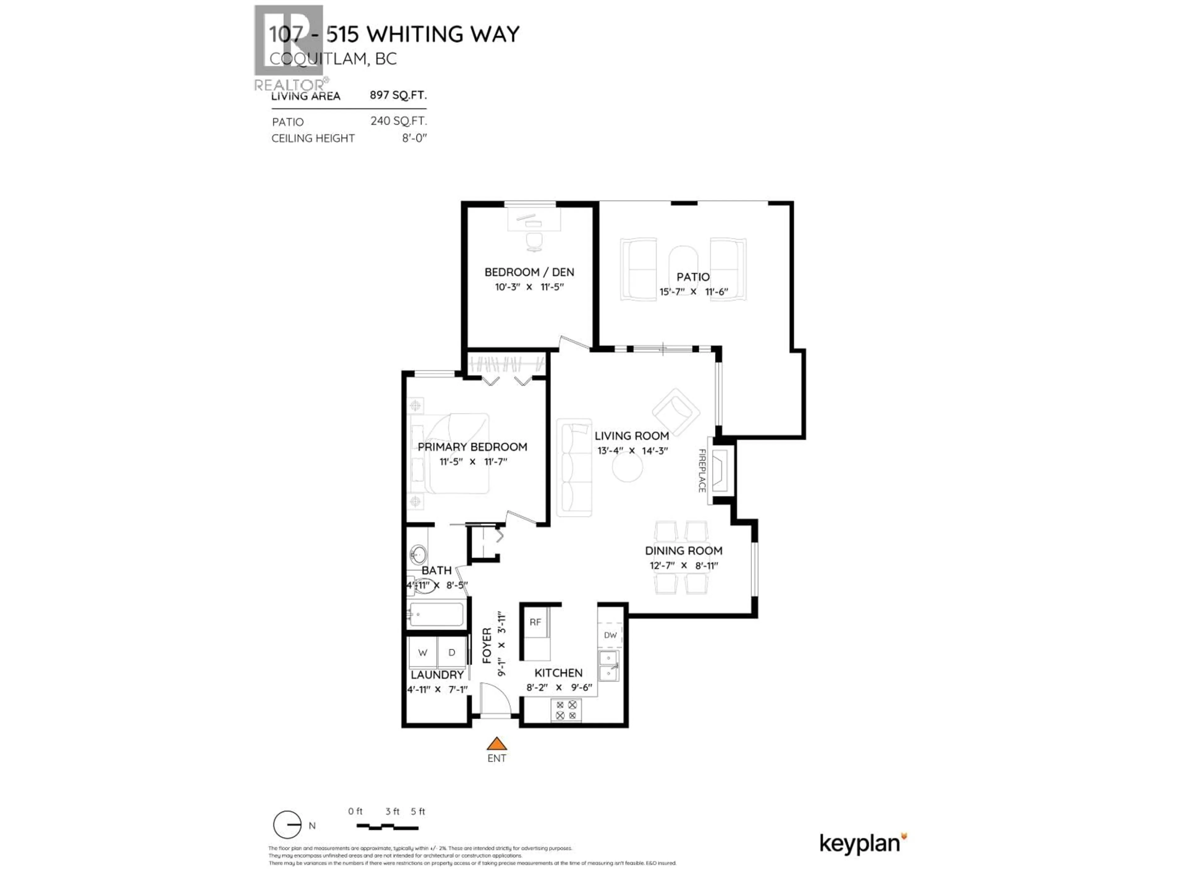 Floor plan for 107 - 515 WHITING WAY, Coquitlam British Columbia V3J7W9
