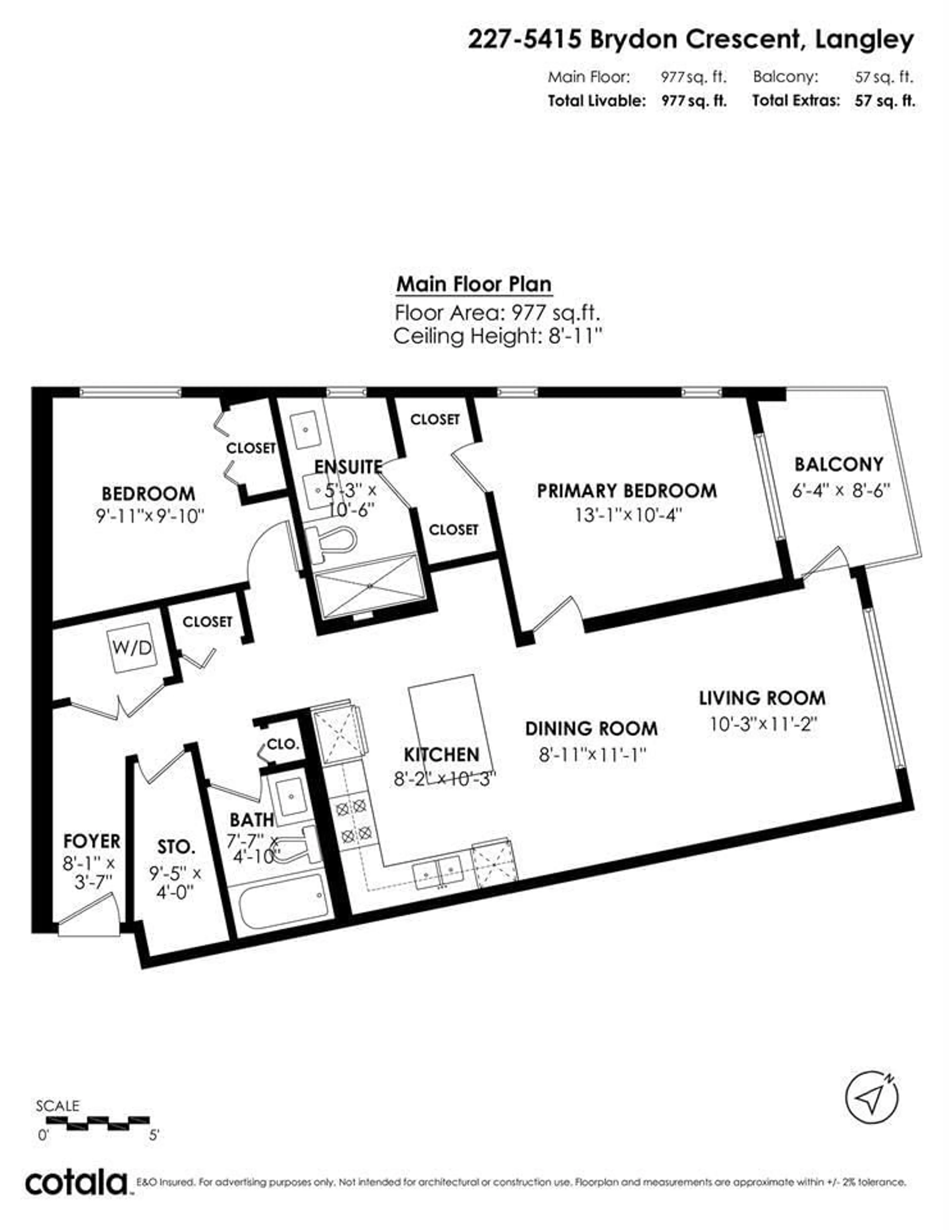 Floor plan for 227 - 5415 BRYDON, Langley British Columbia V3A0N4