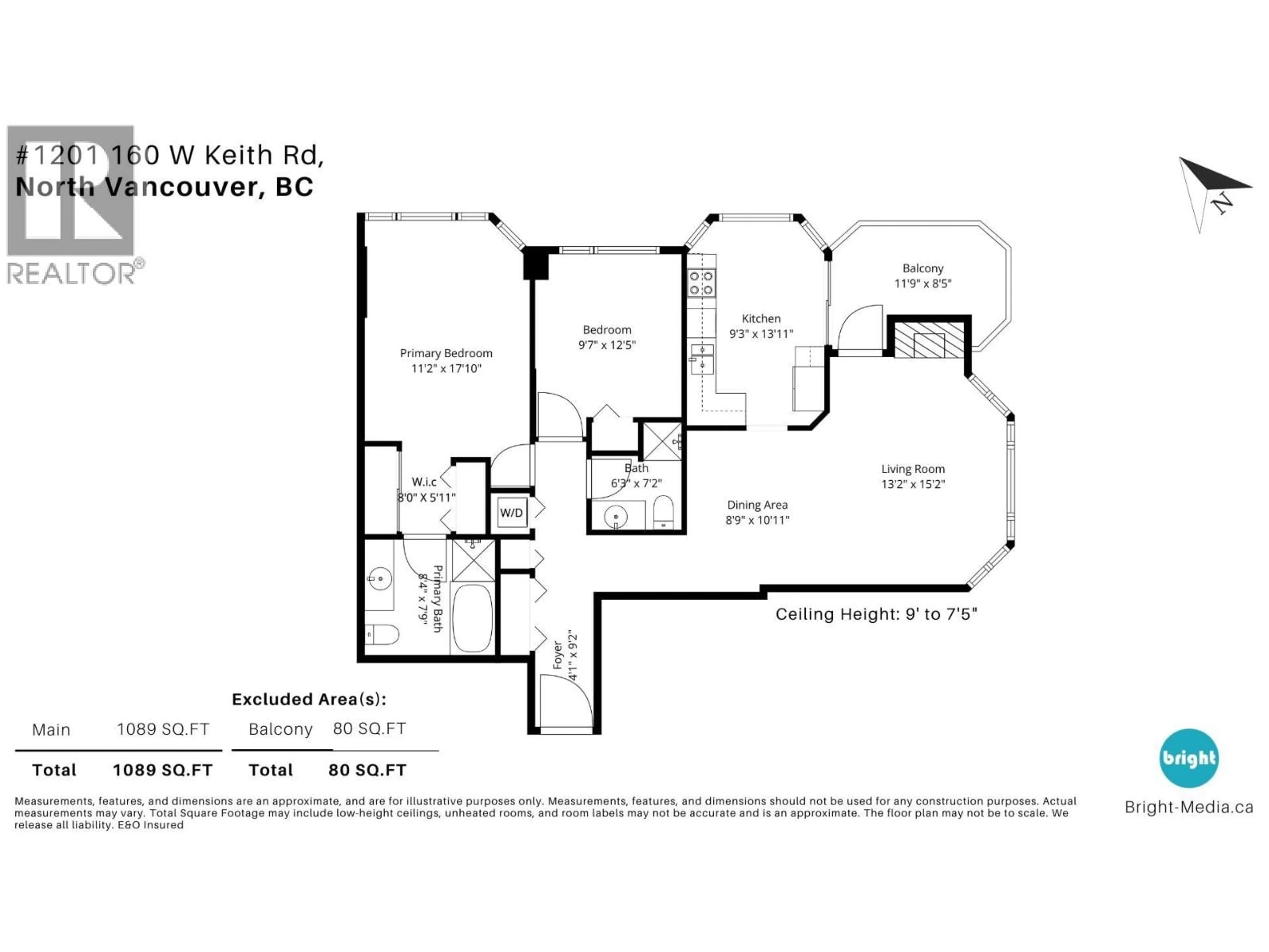 Floor plan for 1201 - 160 KEITH ROAD, North Vancouver British Columbia V7M3M2