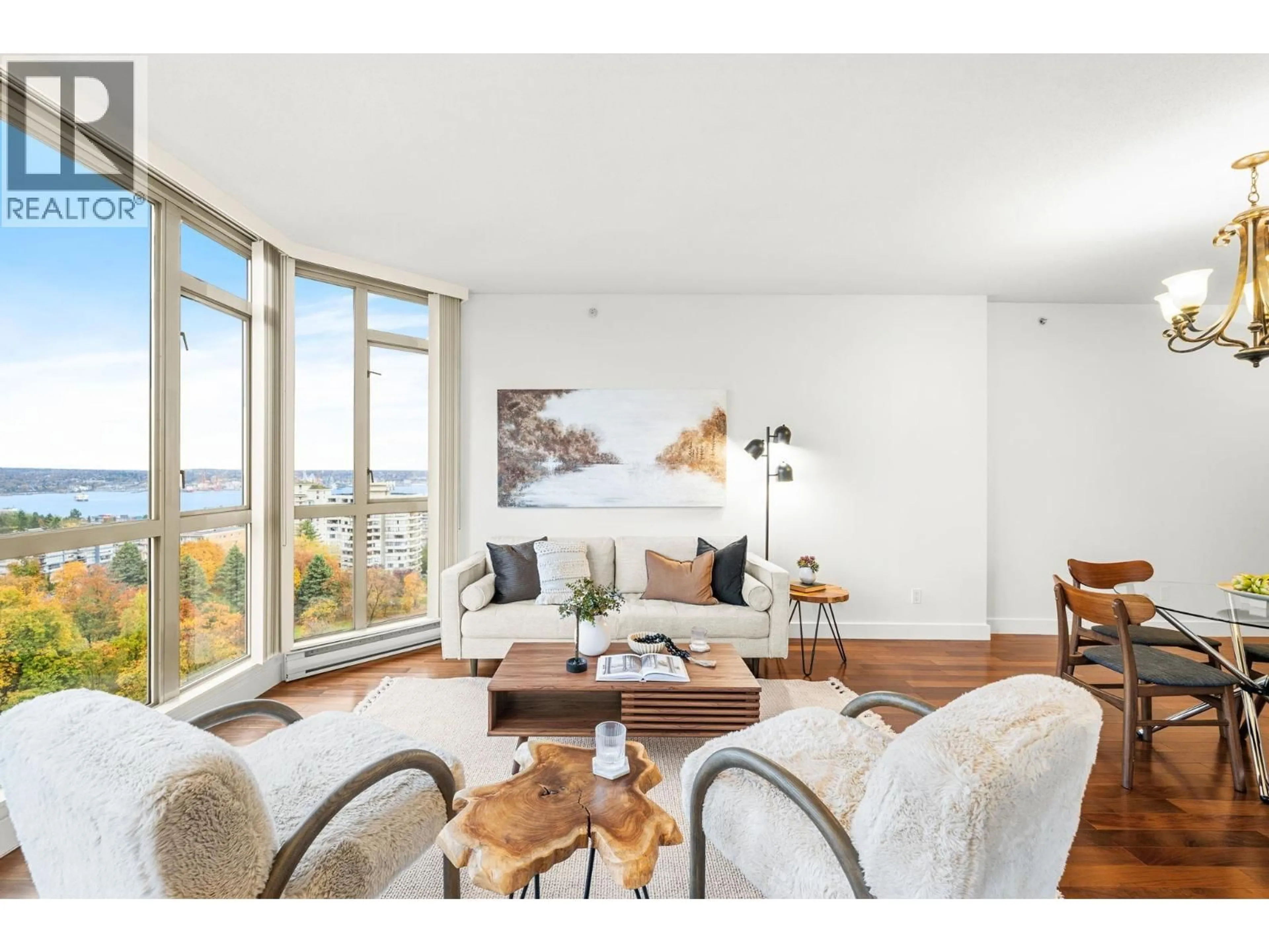 Living room with furniture, wood/laminate floor for 1201 - 160 KEITH ROAD, North Vancouver British Columbia V7M3M2