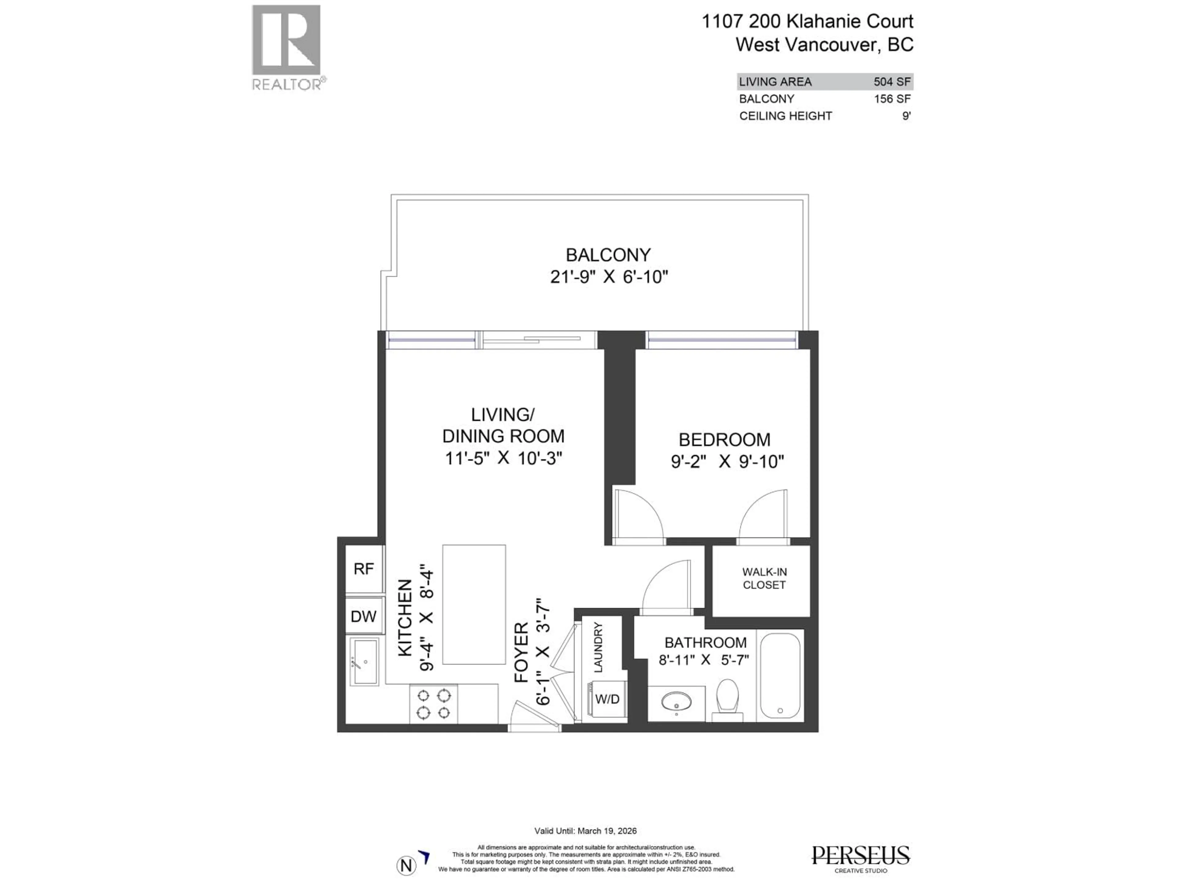 Floor plan for 1107 - 200 KLAHANIE COURT, West Vancouver British Columbia V7P0E4