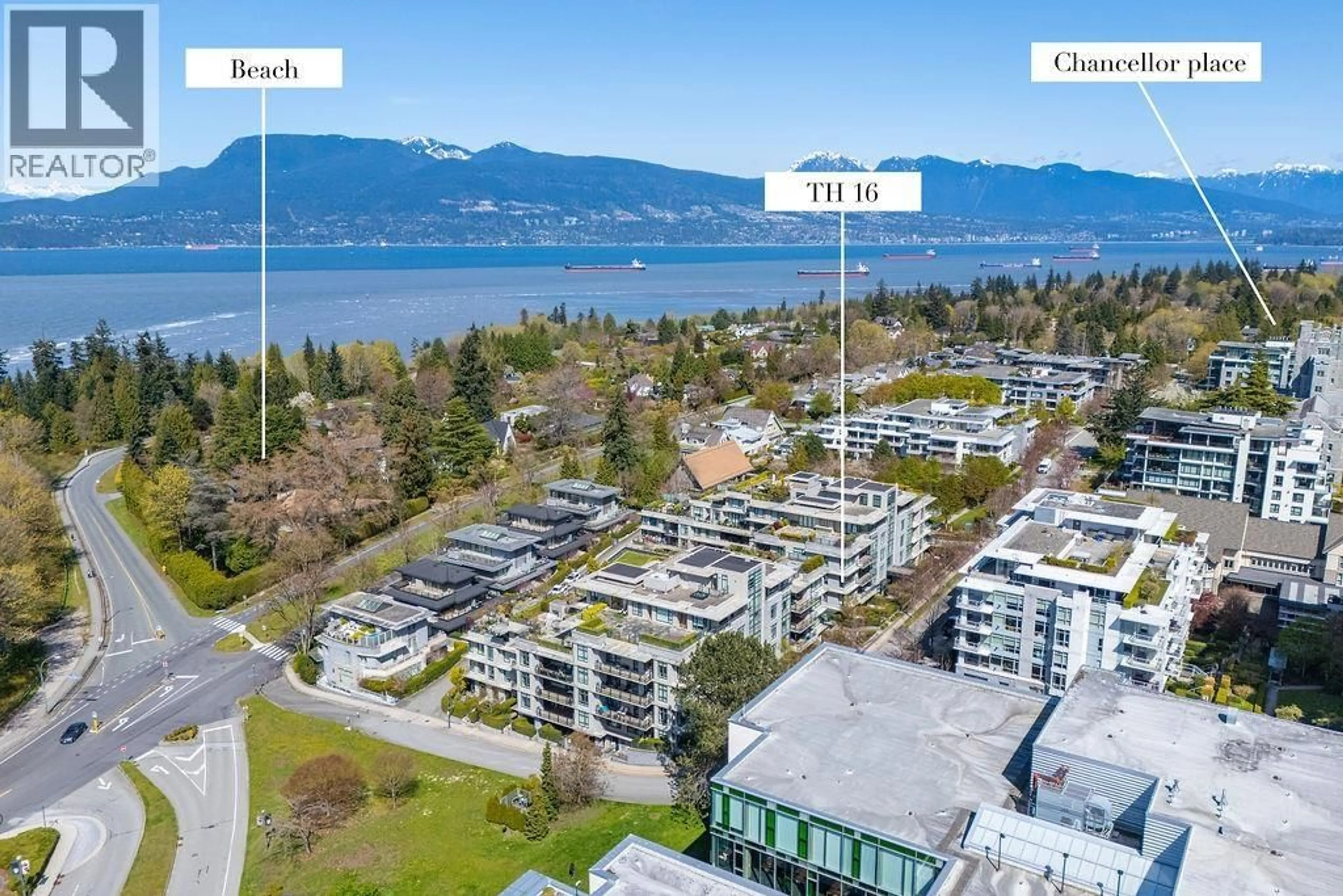 A pic from outside/outdoor area/front of a property/back of a property/a pic from drone, water/lake/river/ocean view for TH 16 - 6063 IONA DRIVE, Vancouver British Columbia V6T0B1