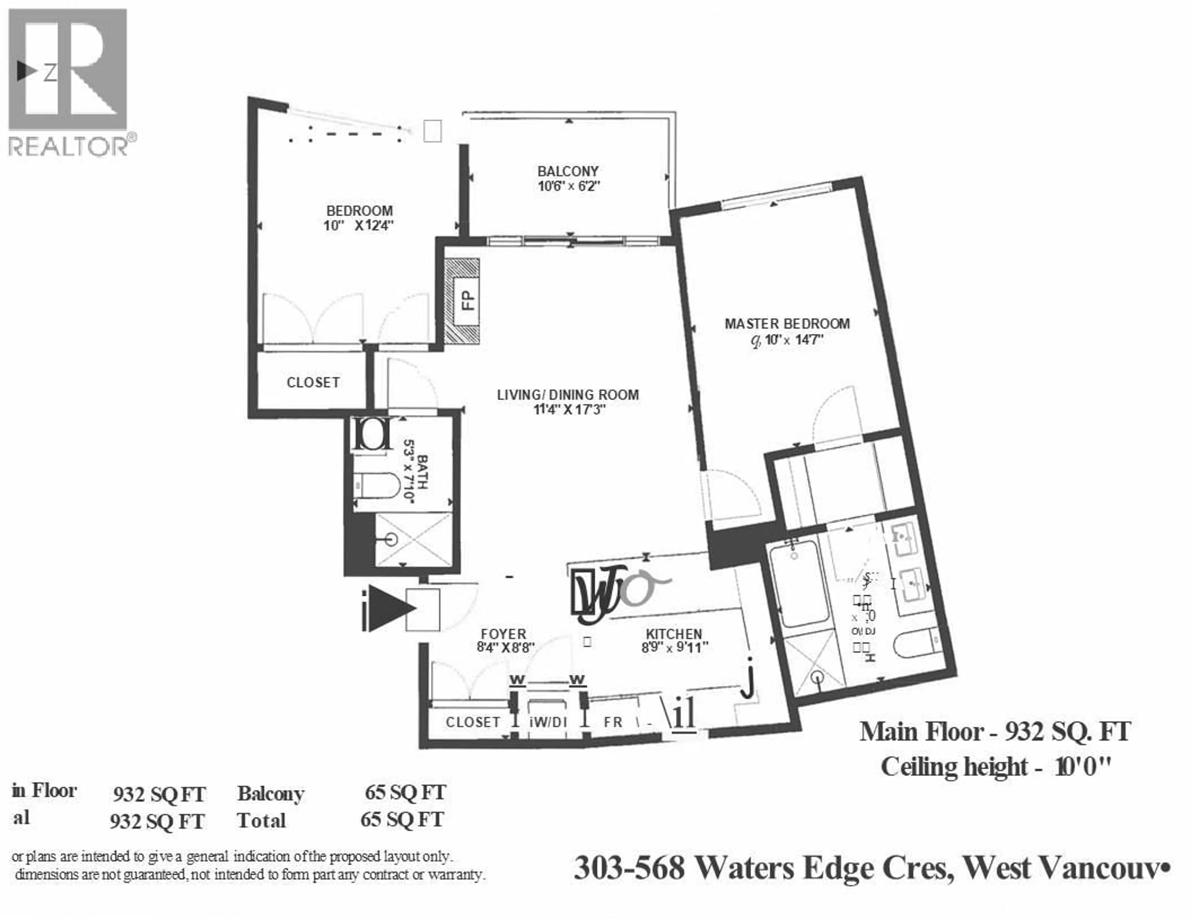 Floor plan for 303 - 568 WATERS EDGE CRESCENT, West Vancouver British Columbia V7T0A2
