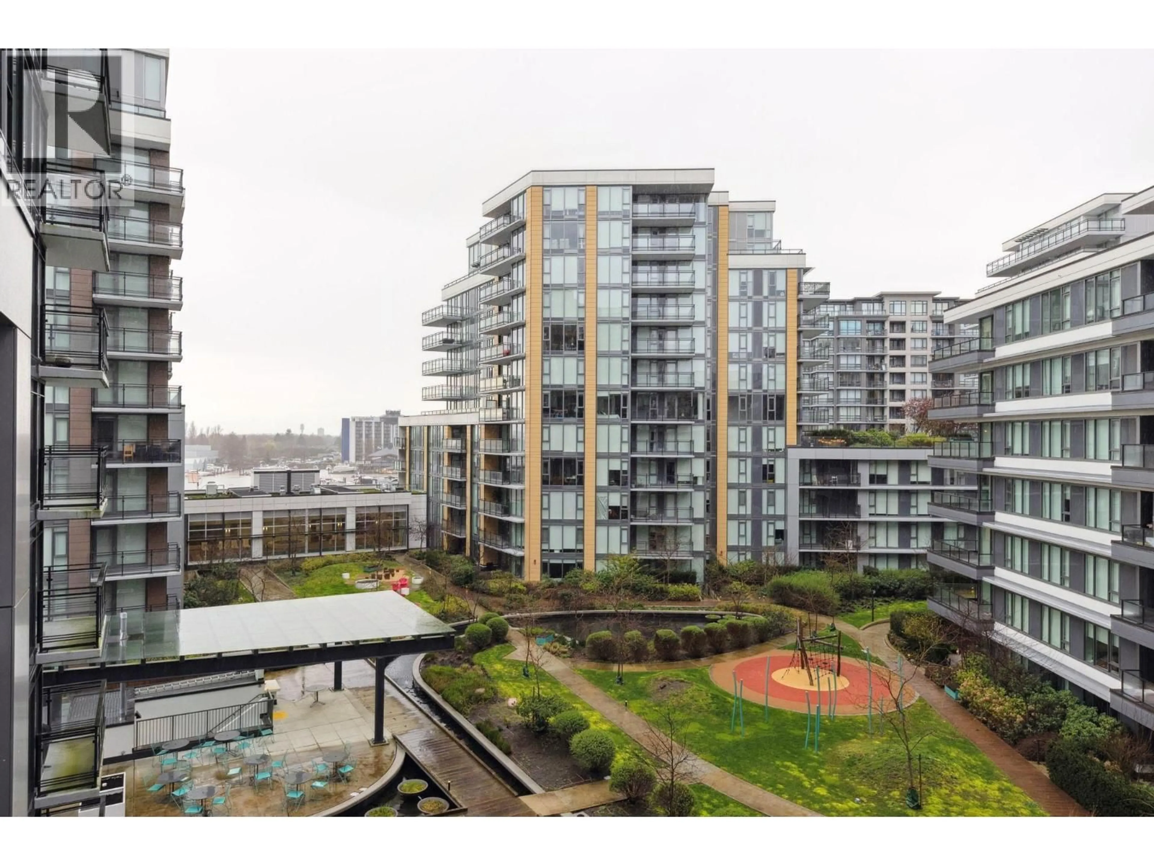 A pic from outside/outdoor area/front of a property/back of a property/a pic from drone, city buildings view from balcony for 911 - 8199 CAPSTAN WAY, Richmond British Columbia V6X0V1