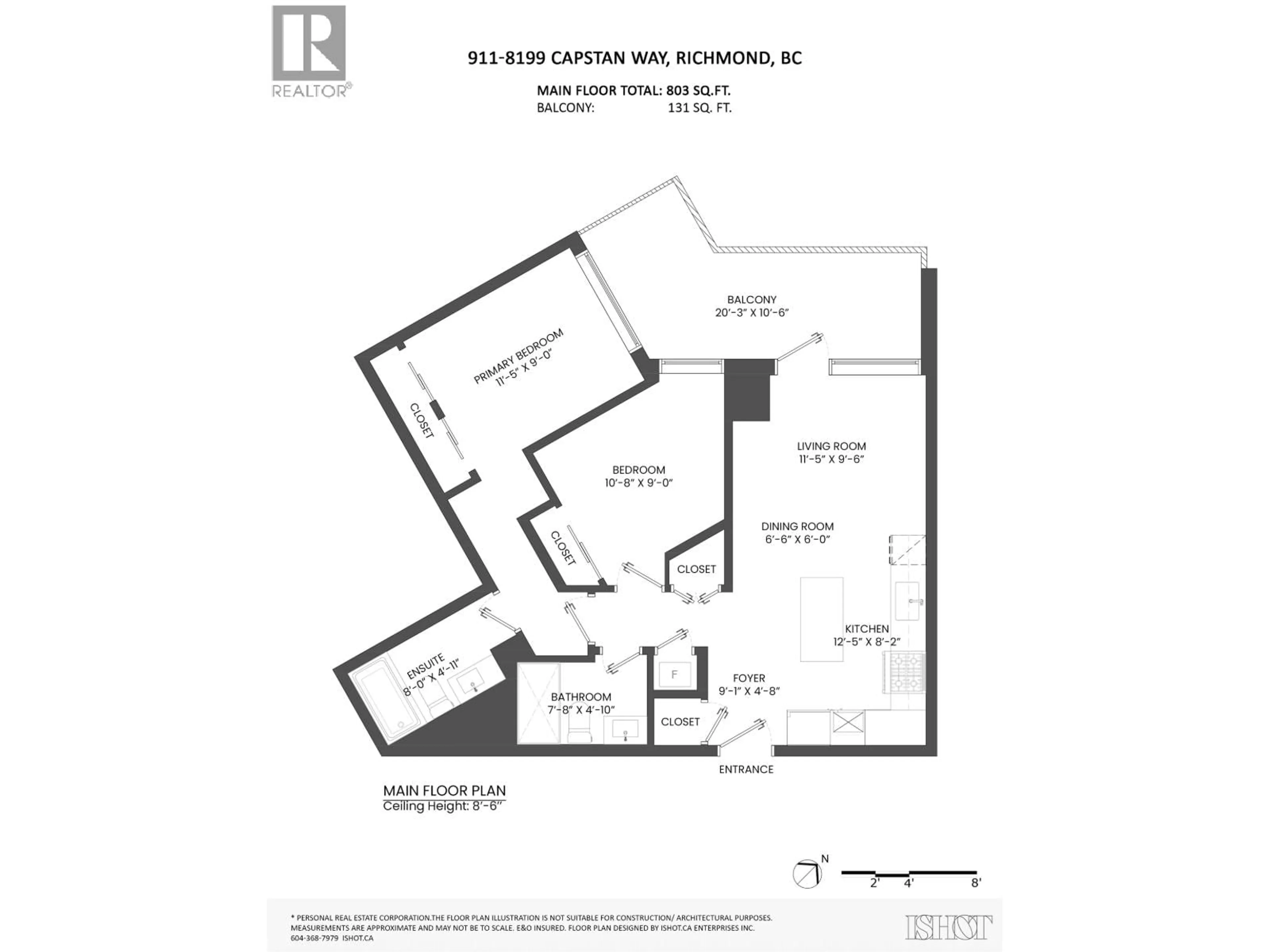 Floor plan for 911 - 8199 CAPSTAN WAY, Richmond British Columbia V6X0V1