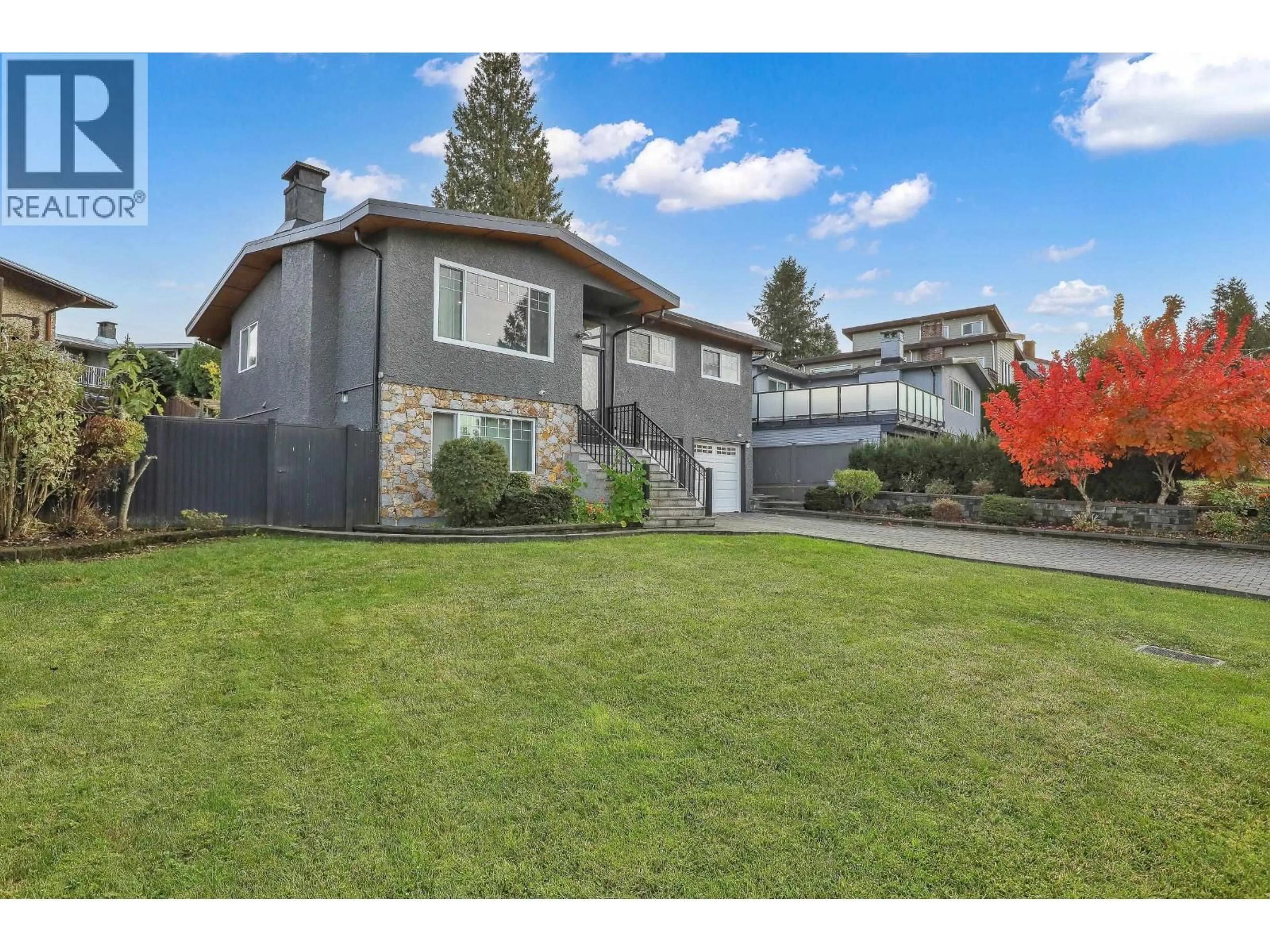 A pic from outside/outdoor area/front of a property/back of a property/a pic from drone, street for 8225 BURNFIELD CRESCENT, Burnaby British Columbia V5E3W6