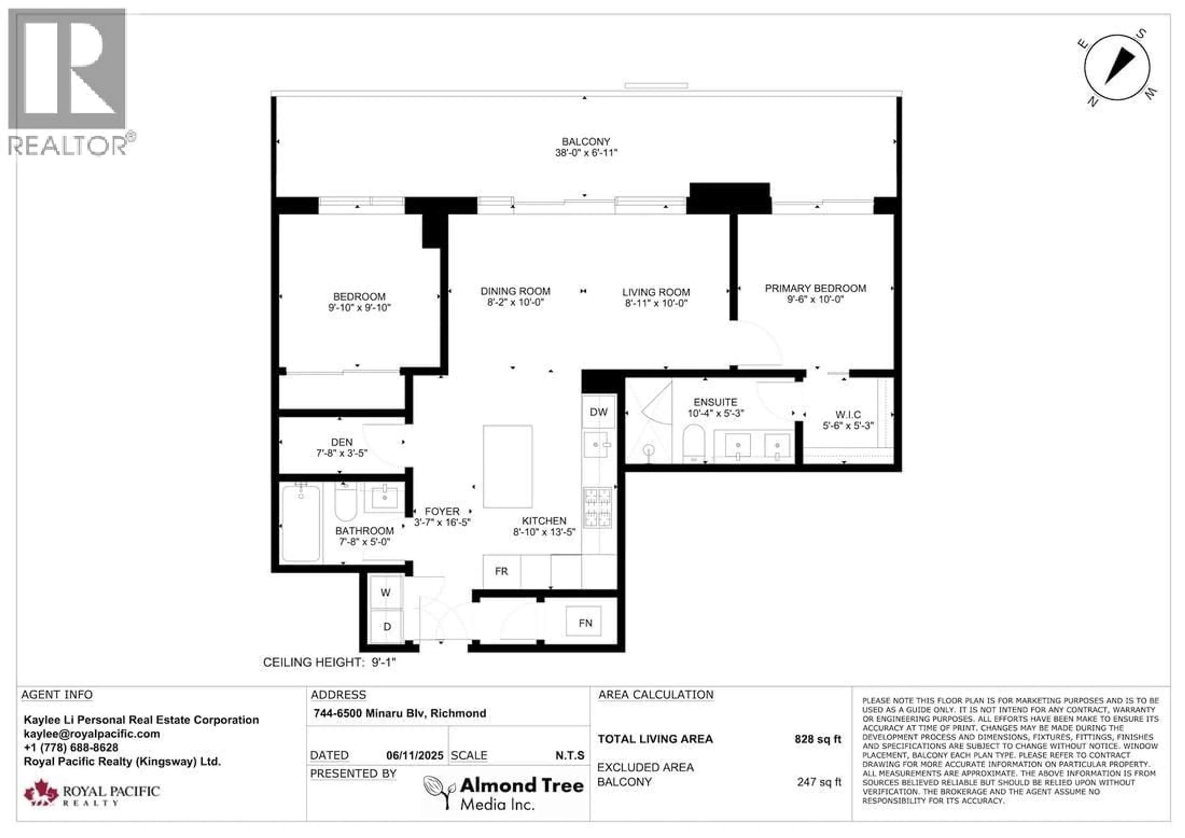 Floor plan for 744 - 6500 MINORU BOULEVARD, Richmond British Columbia V6Y0N2