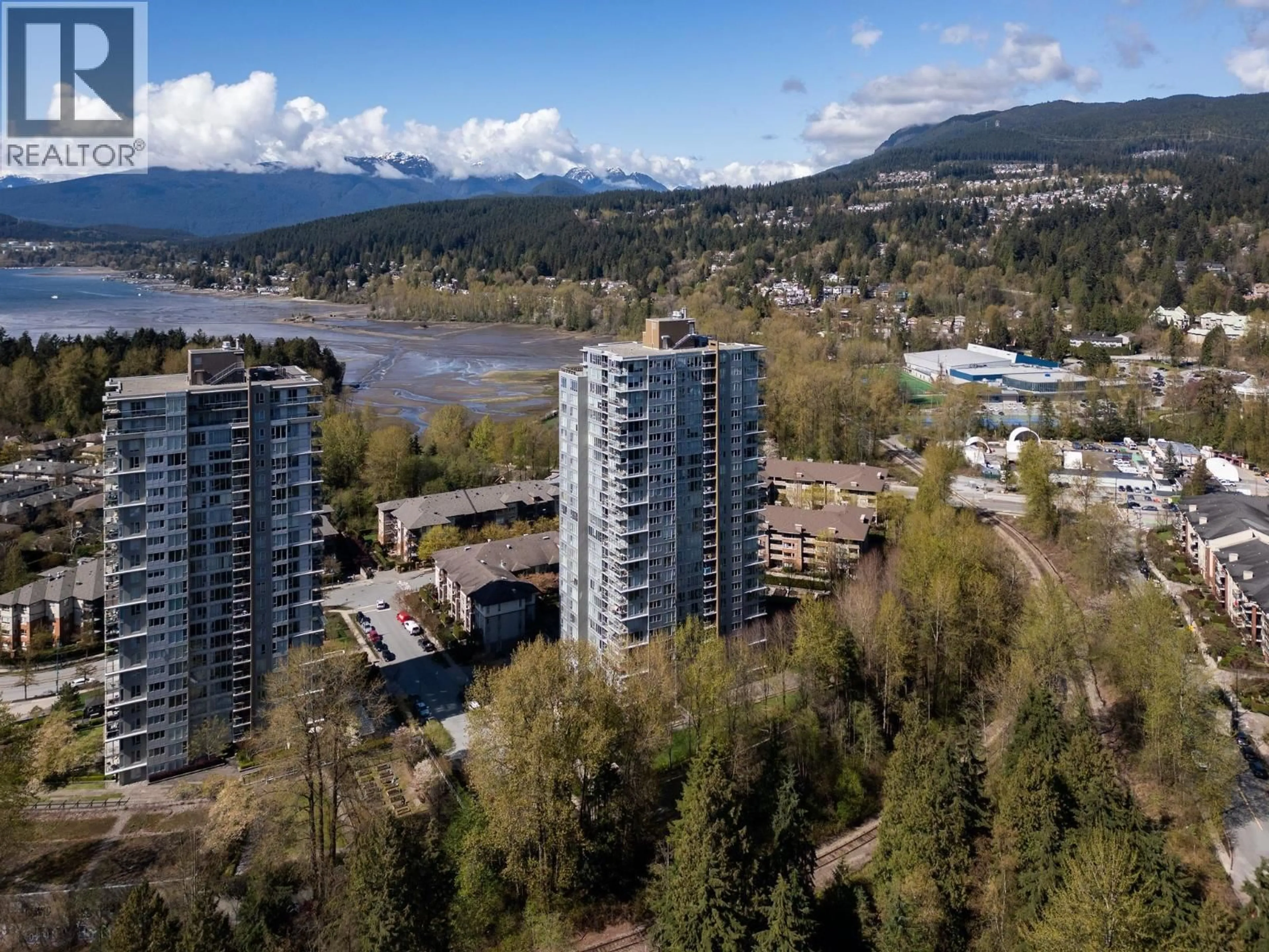 A pic from outside/outdoor area/front of a property/back of a property/a pic from drone, mountain view for 1009 - 660 NOOTKA WAY, Port Moody British Columbia V3H0B7