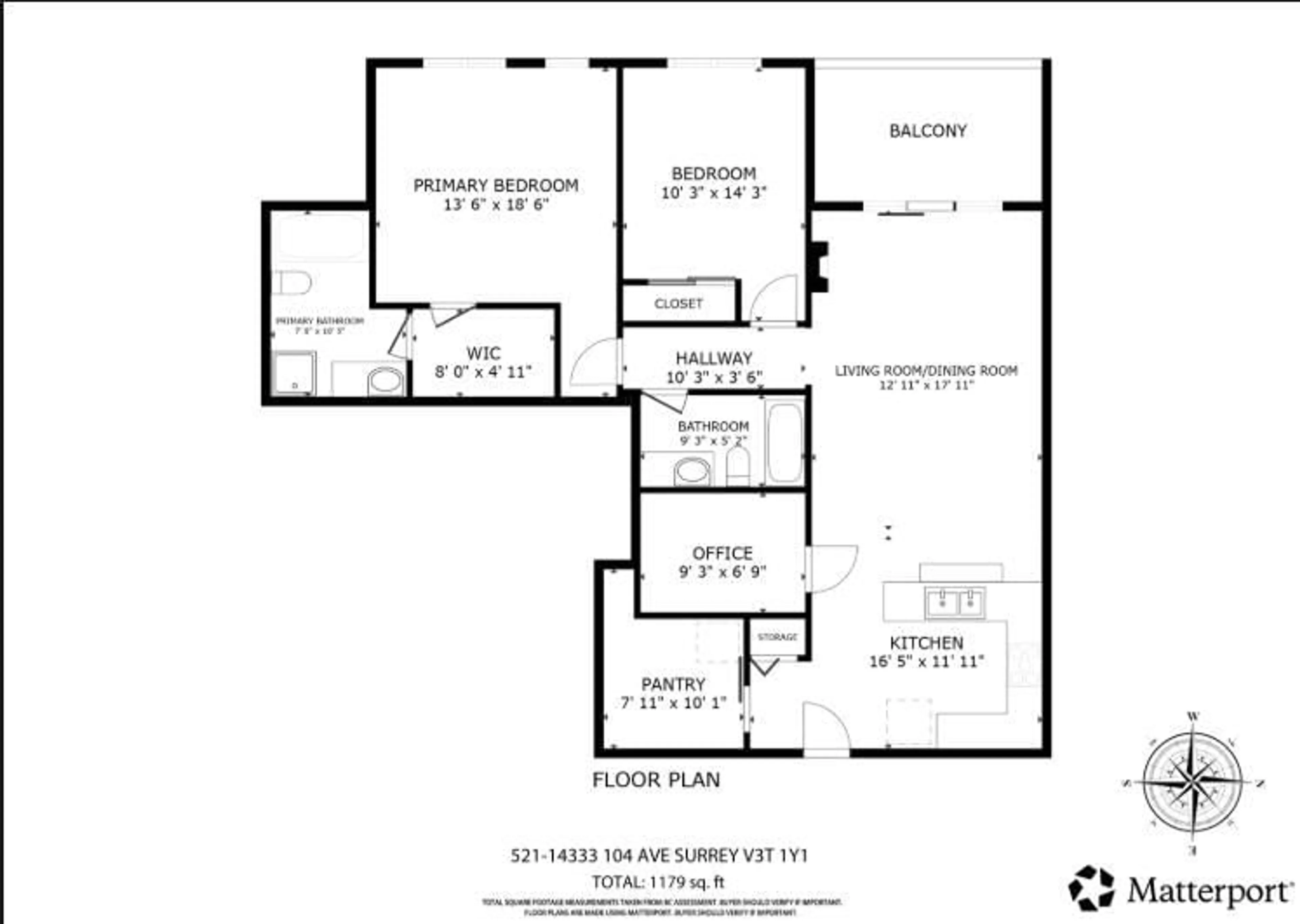 Floor plan for 521 - 14333 104, Surrey British Columbia V3T0E1