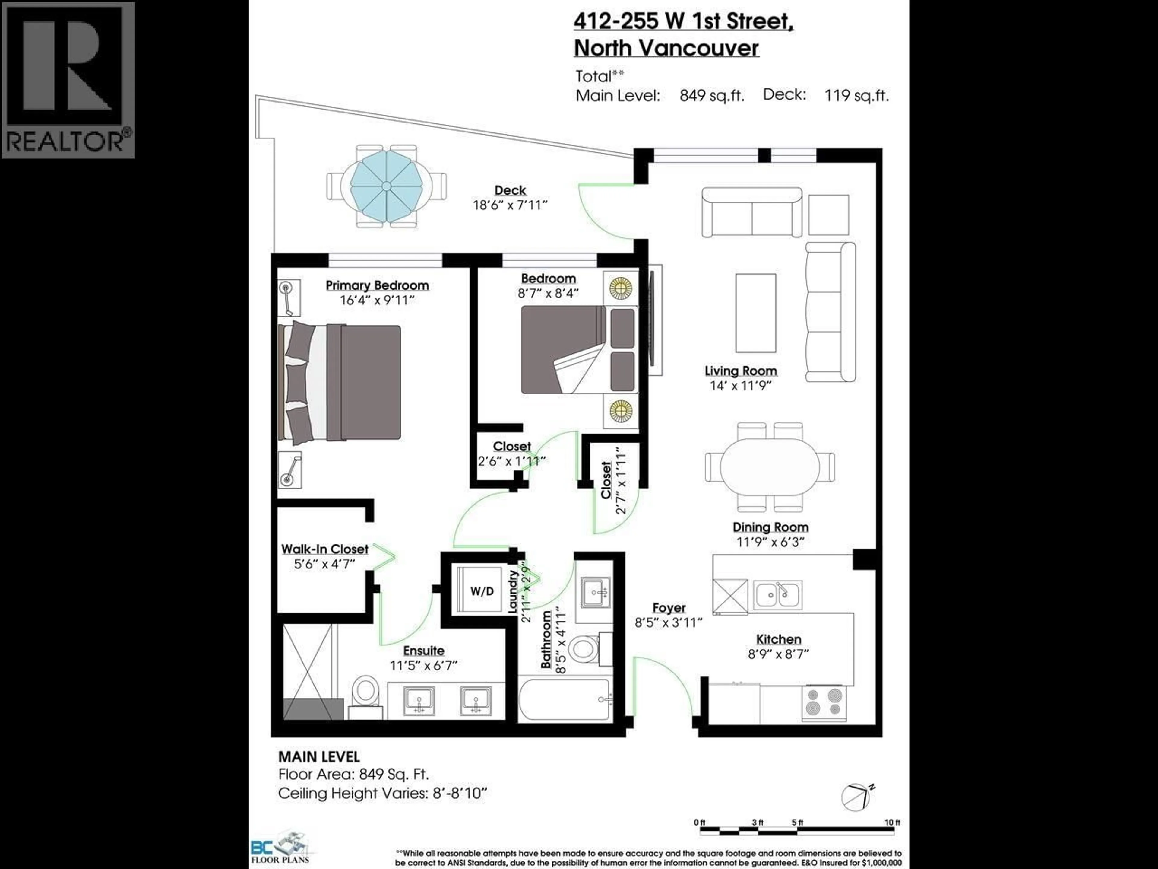 Floor plan for 412 - 255 1ST STREET, North Vancouver British Columbia V7M3G8