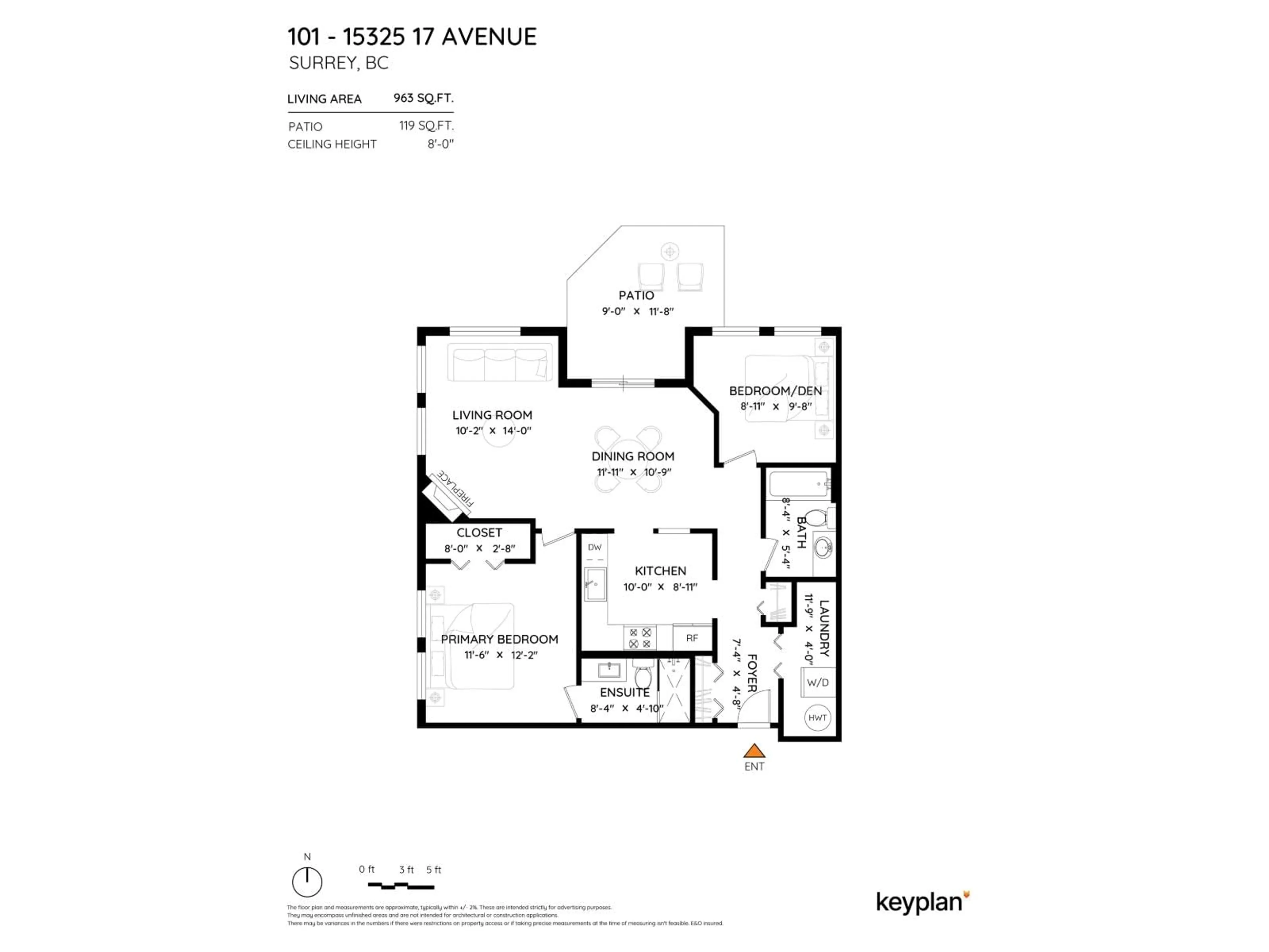 Floor plan for 101 - 15325 17, Surrey British Columbia V4A1T8