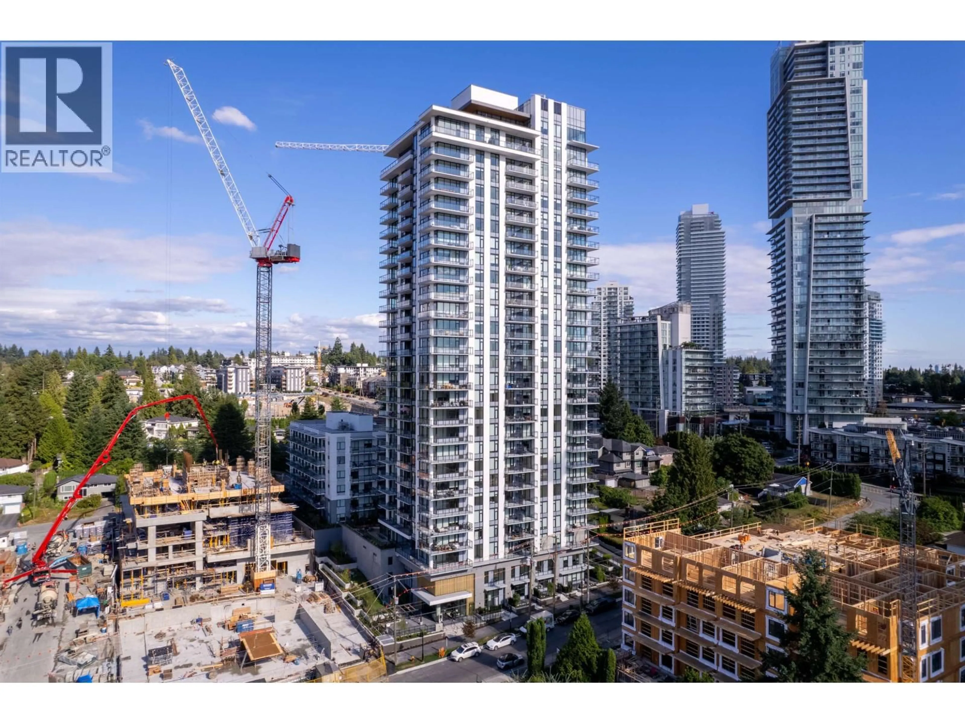 A pic from outside/outdoor area/front of a property/back of a property/a pic from drone, city buildings view from balcony for 2203 - 626 CLAREMONT STREET, Coquitlam British Columbia V3J3T4