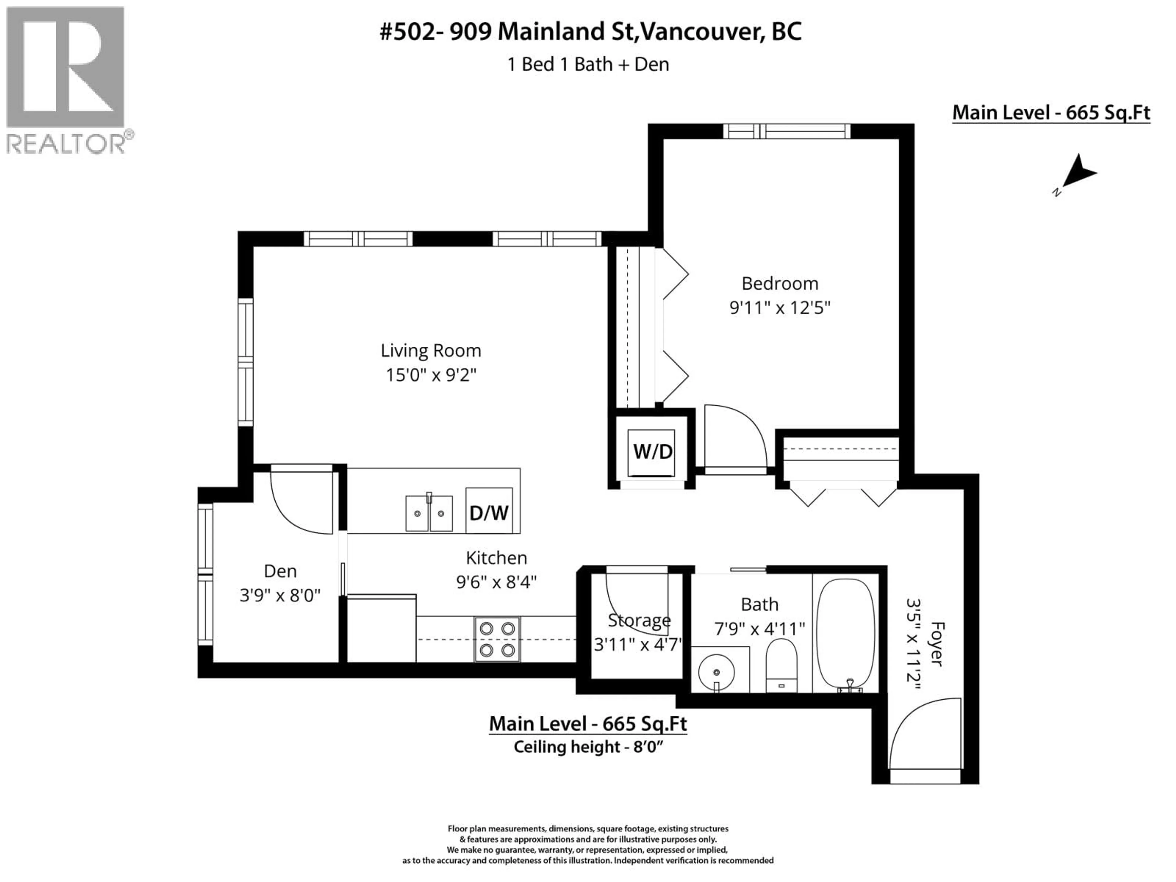Floor plan for 502 - 909 MAINLAND STREET, Vancouver British Columbia V6B1S3