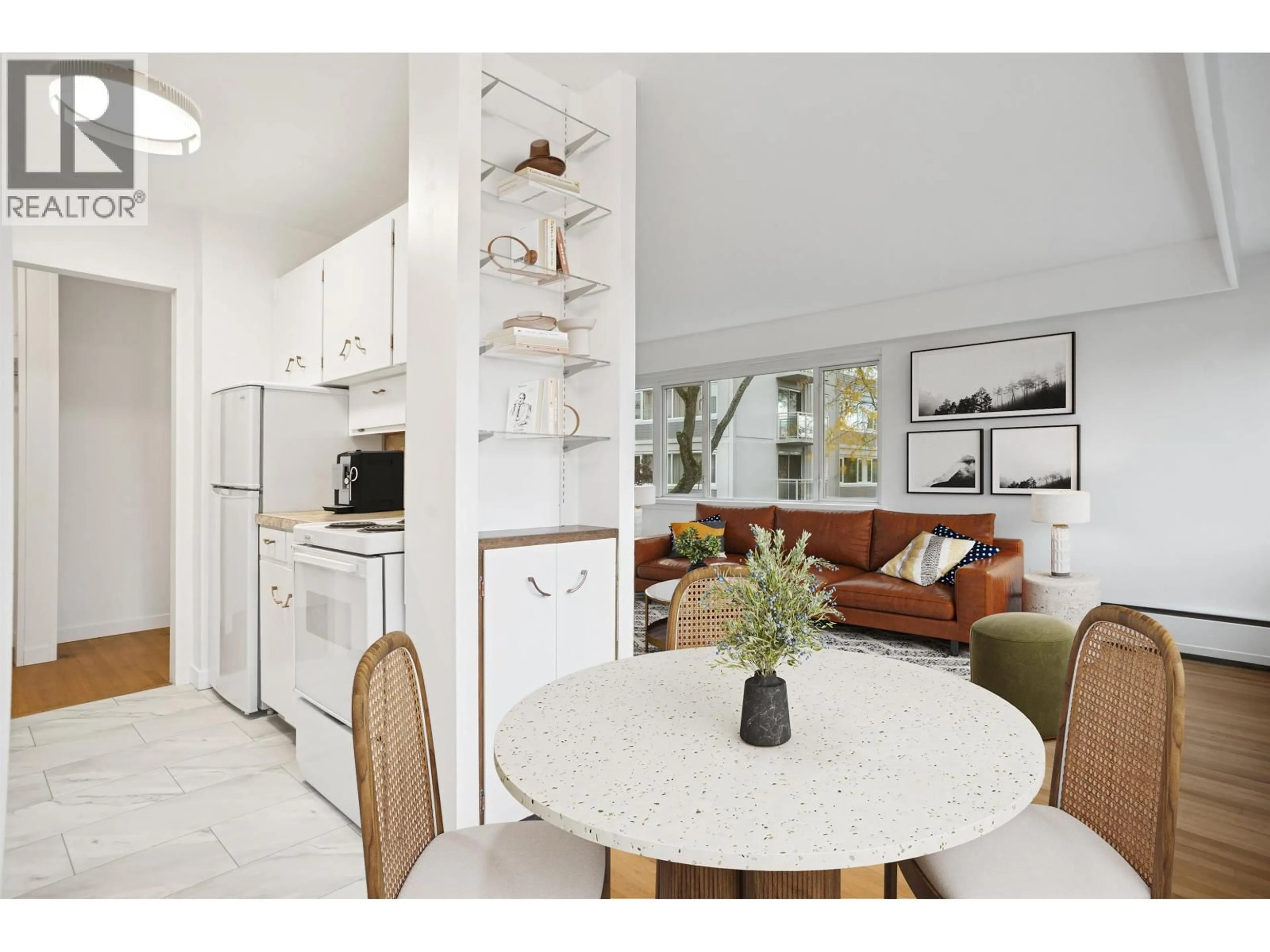 Open concept kitchen, ceramic/tile floor for 103 - 6026 TISDALL STREET, Vancouver British Columbia V5Z3N2