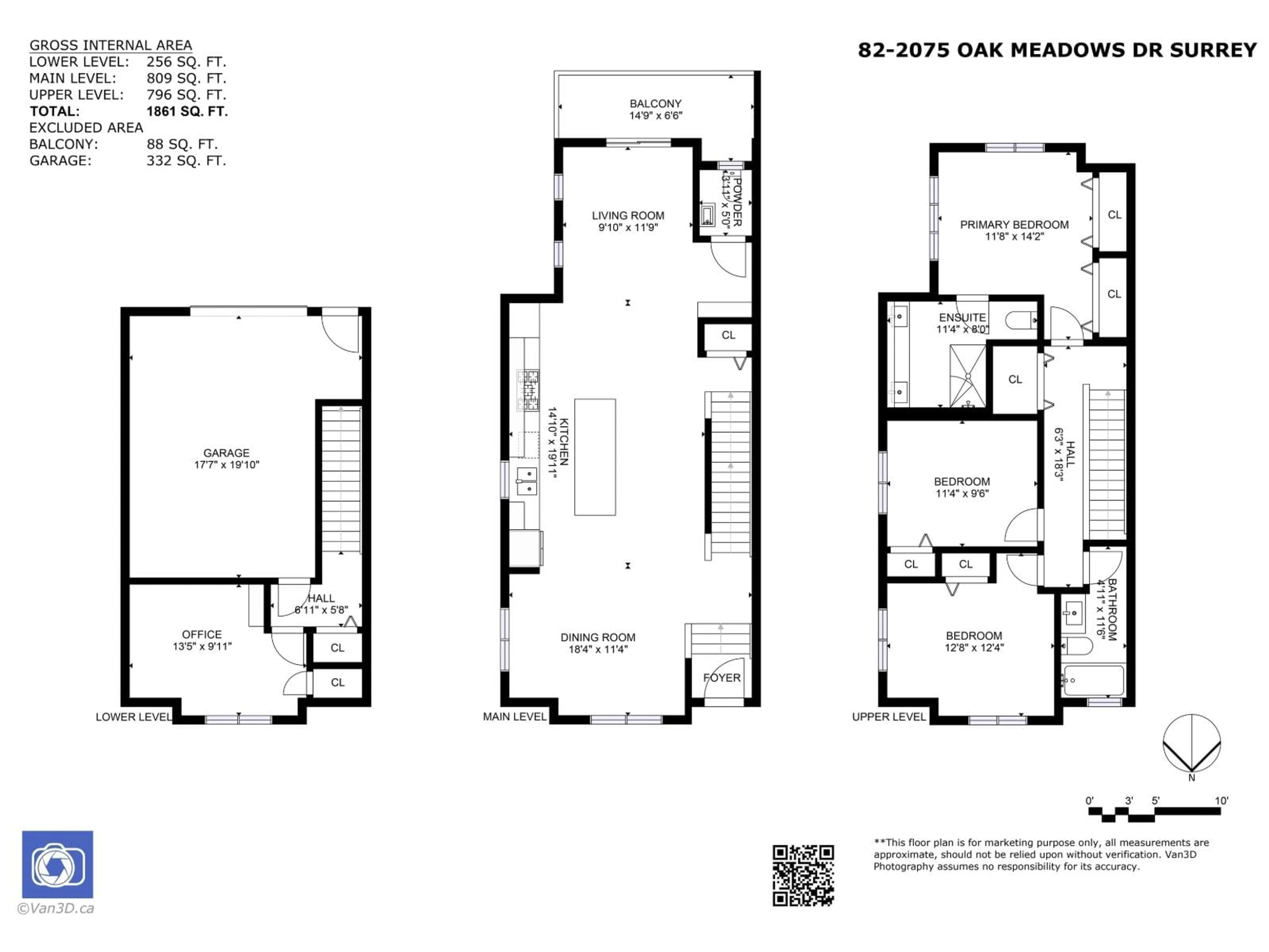 Floor plan for 82 - 2075 OAK MEADOWS, Surrey British Columbia V3Z1J6