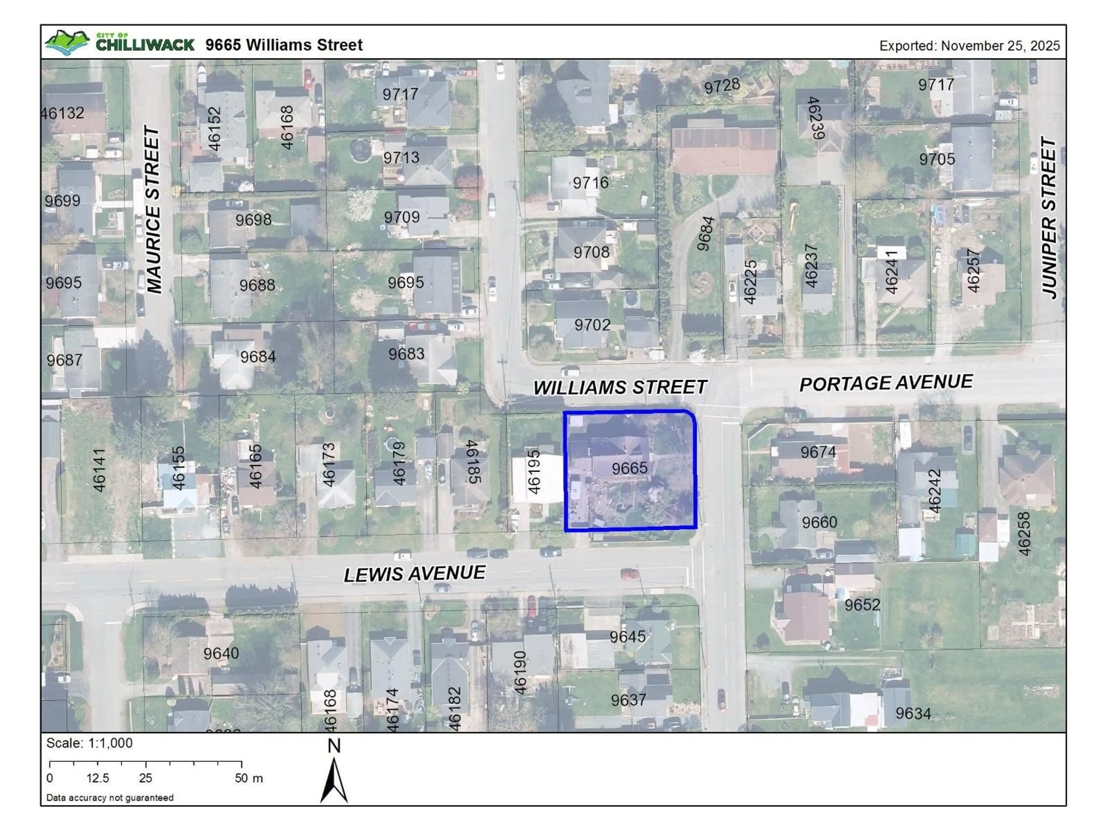 Picture of a map for 9665 WILLIAMS STREET, Chilliwack British Columbia V2P5G6