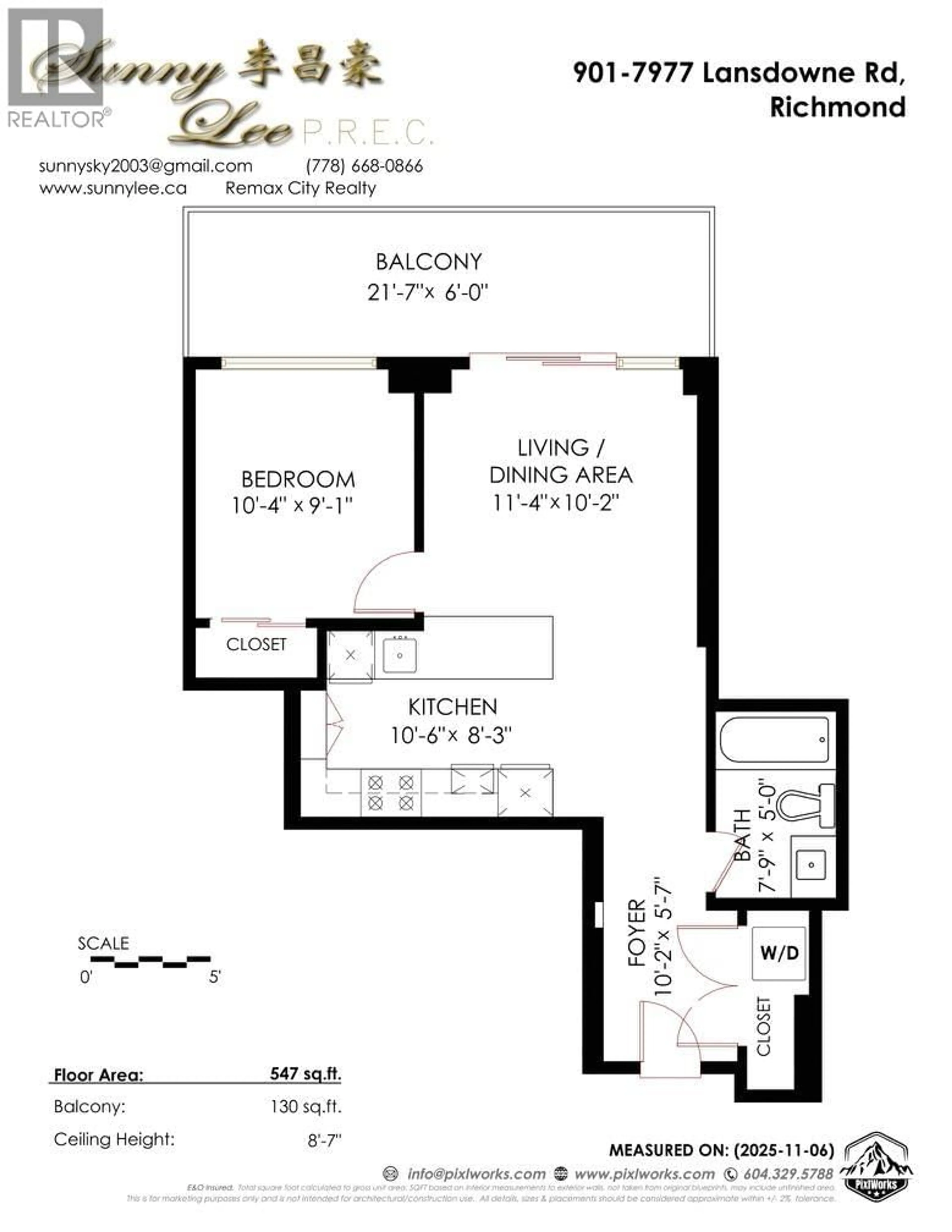 Floor plan for 901 - 7977 LANSDOWNE ROAD, Richmond British Columbia V6X0X7