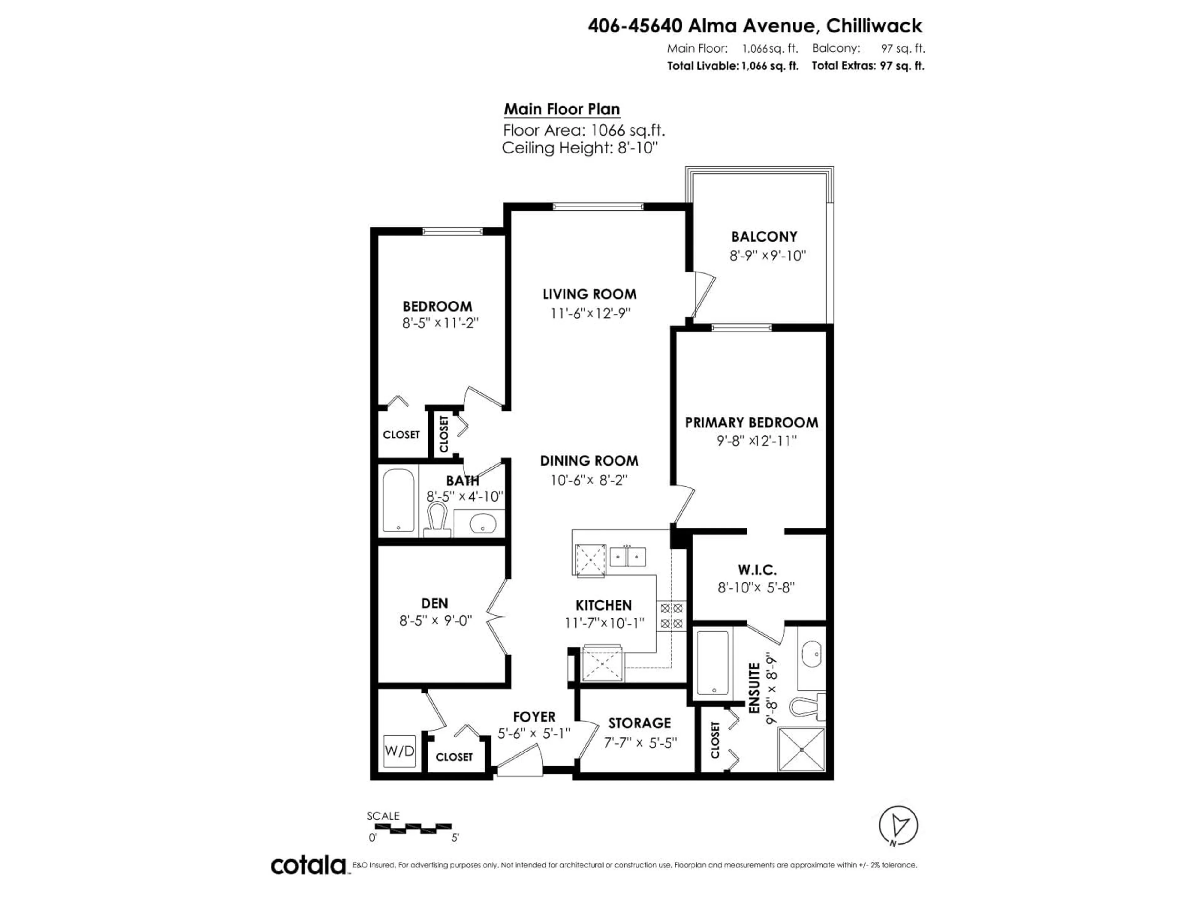 Floor plan for 406 - 45640 ALMA AVENUE, Chilliwack British Columbia V2R0P8