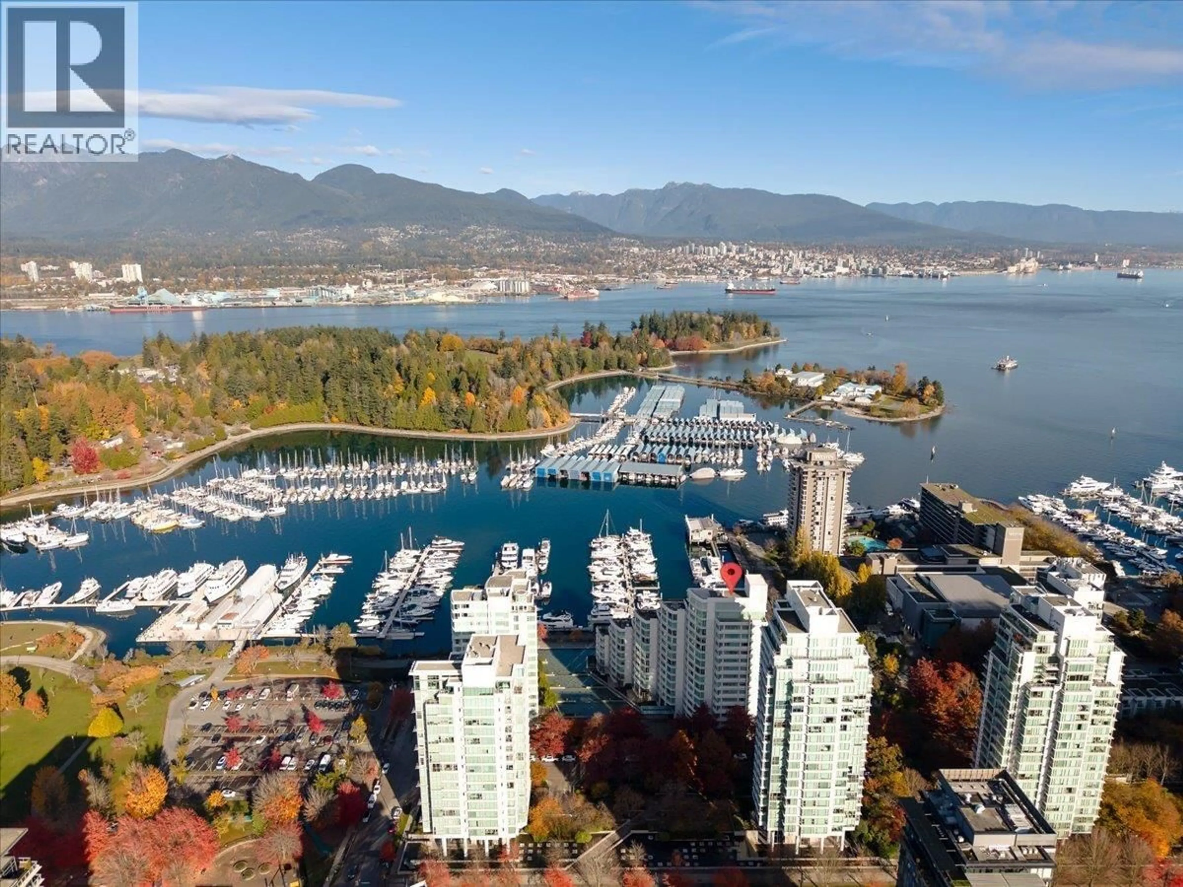 A pic from outside/outdoor area/front of a property/back of a property/a pic from drone, water/lake/river/ocean view for 205 - 1717 BAYSHORE DRIVE, Vancouver British Columbia V6G3H3