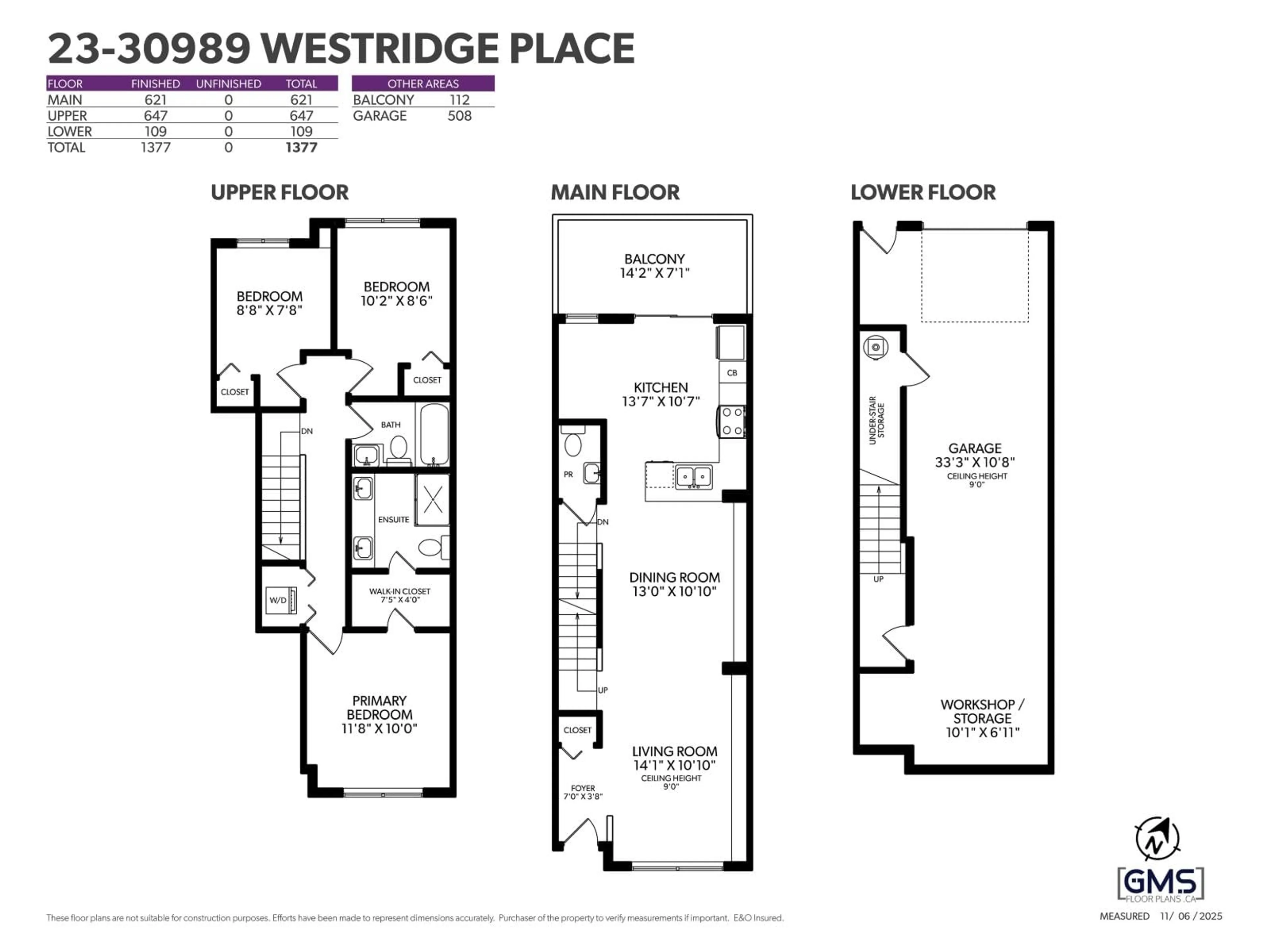 Floor plan for 23 - 30989 WESTRIDGE, Abbotsford British Columbia V2T0E7