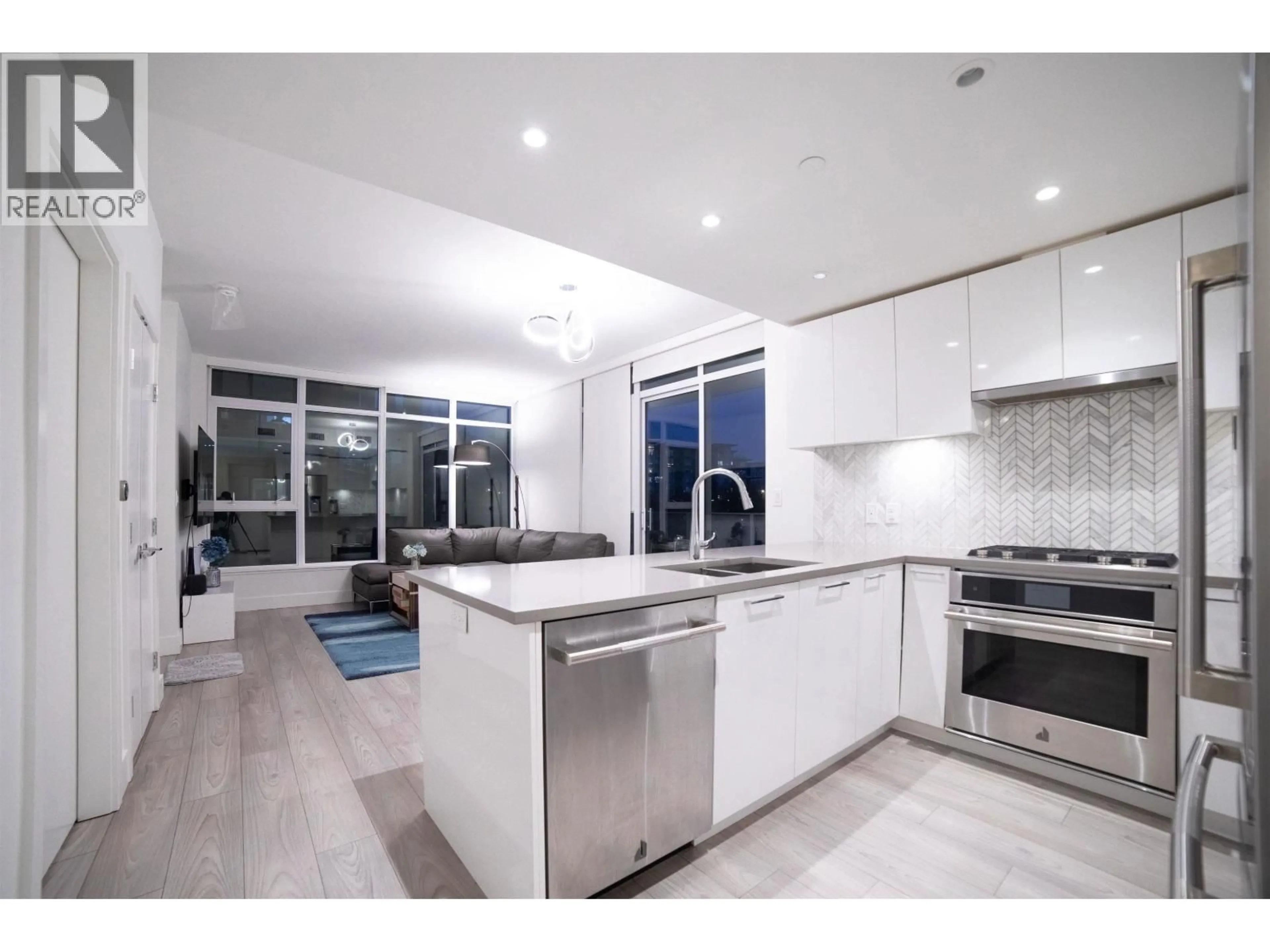 Open concept kitchen, ceramic/tile floor for 201 - 3581 KENT AVENUE, Vancouver British Columbia V5S0H6