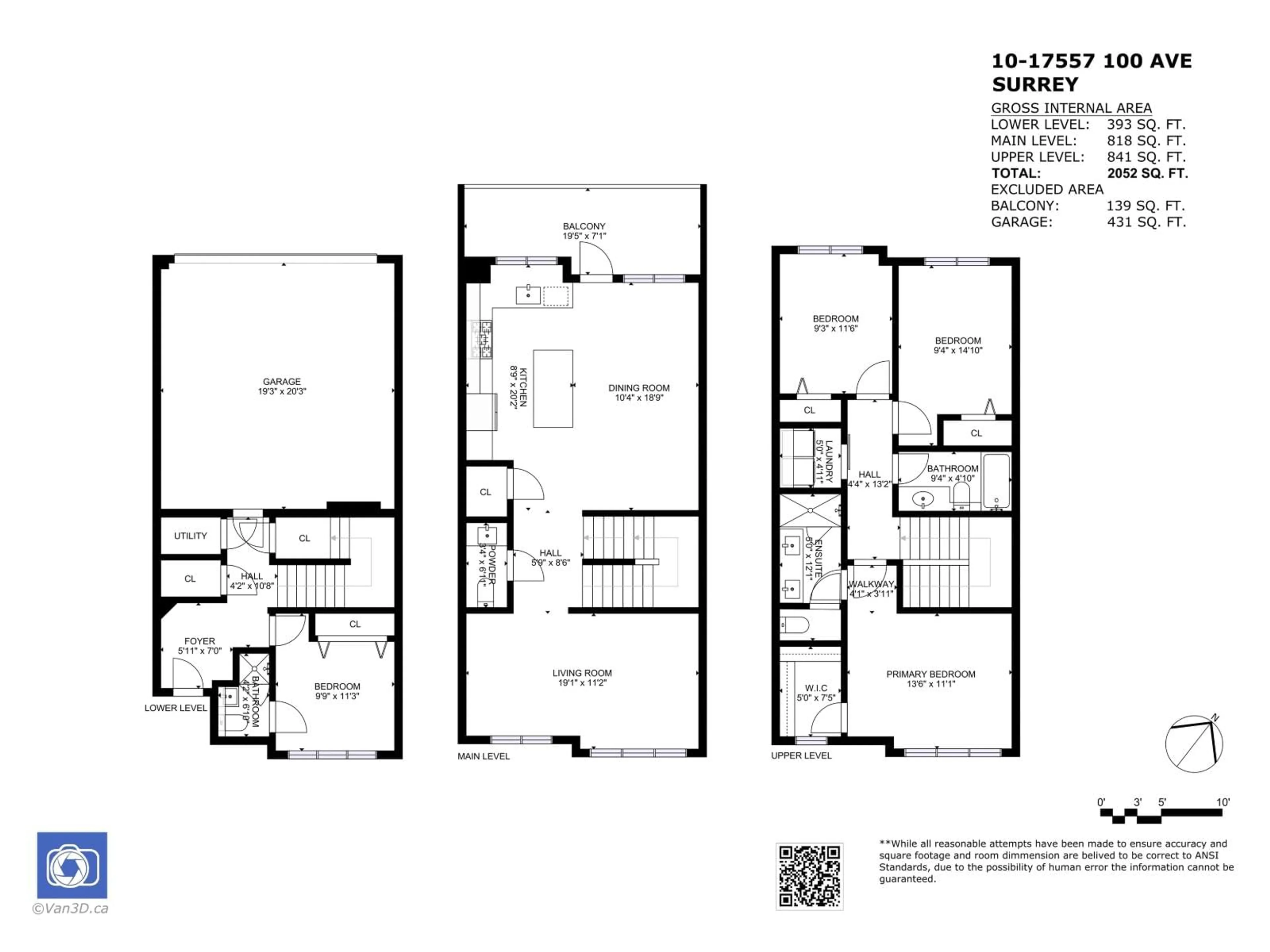 Floor plan for 10 - 17557 100, Surrey British Columbia V4N6V5