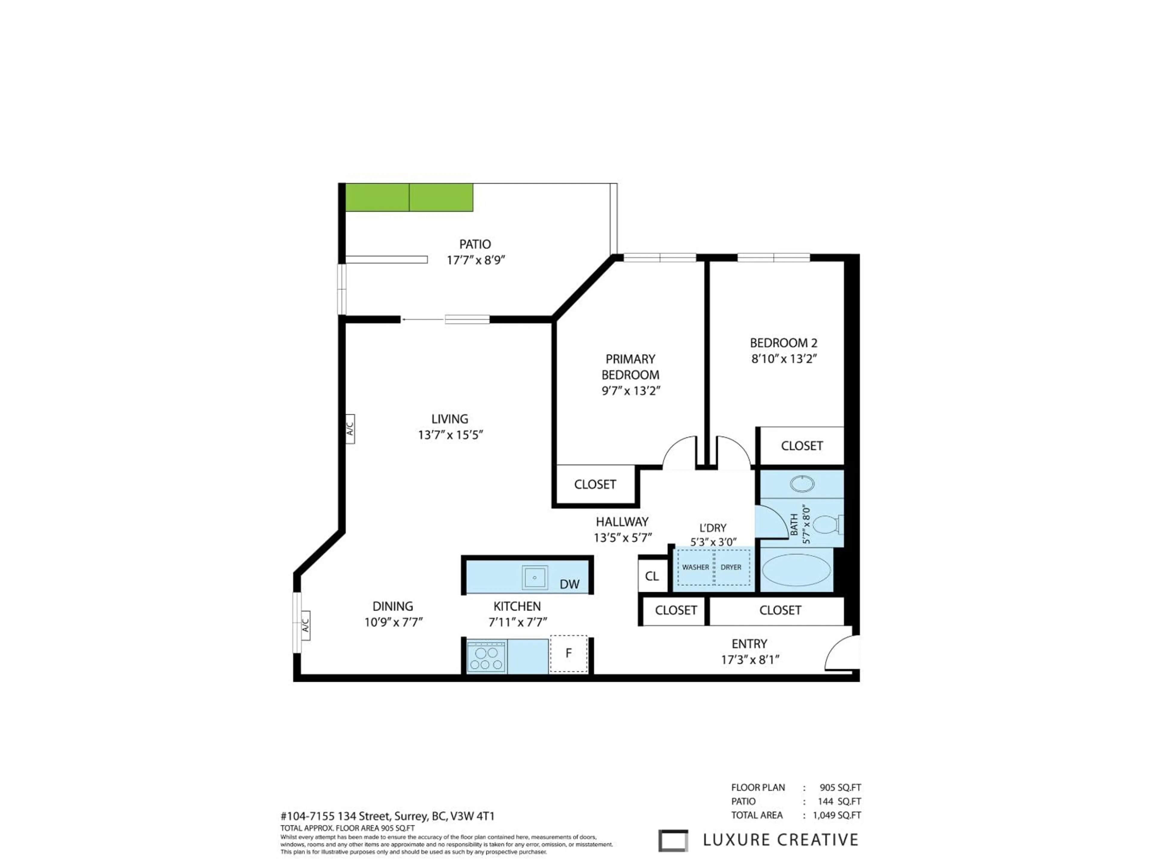 Floor plan for 104 - 7155 134 STREET, Surrey British Columbia V3W4T1