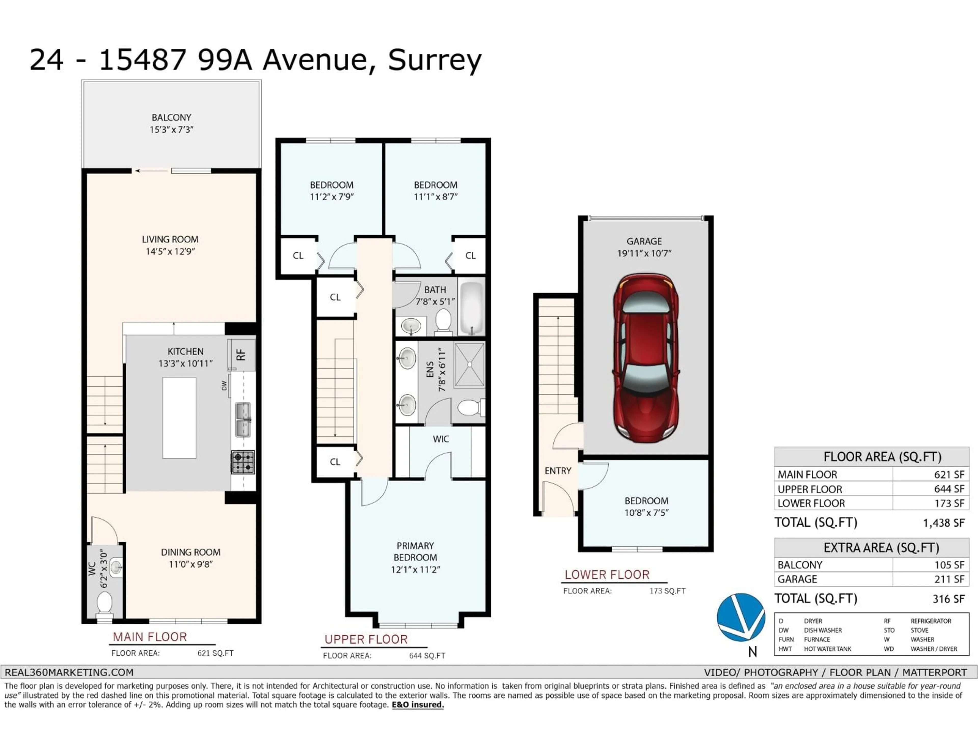 Floor plan for 24 - 15487 99A, Surrey British Columbia V3R0G9