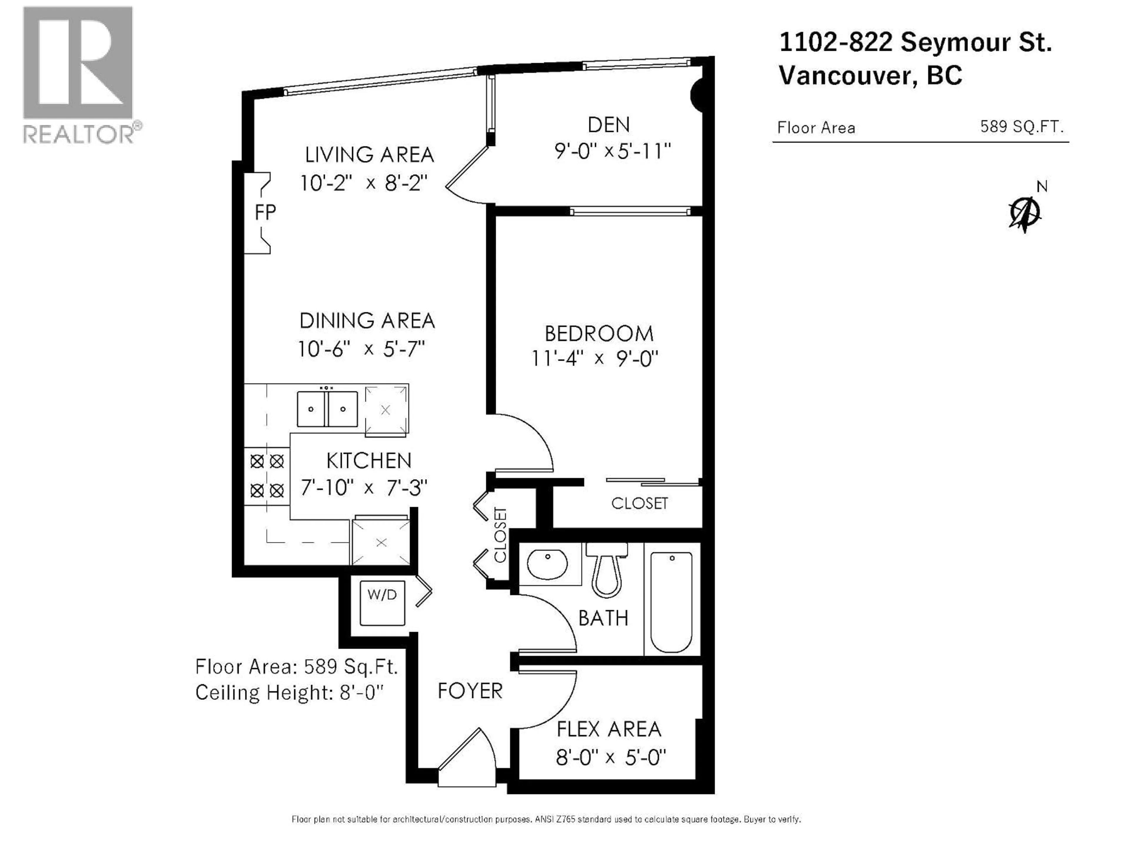 Floor plan for 1102 - 822 SEYMOUR STREET, Vancouver British Columbia V6B1L7