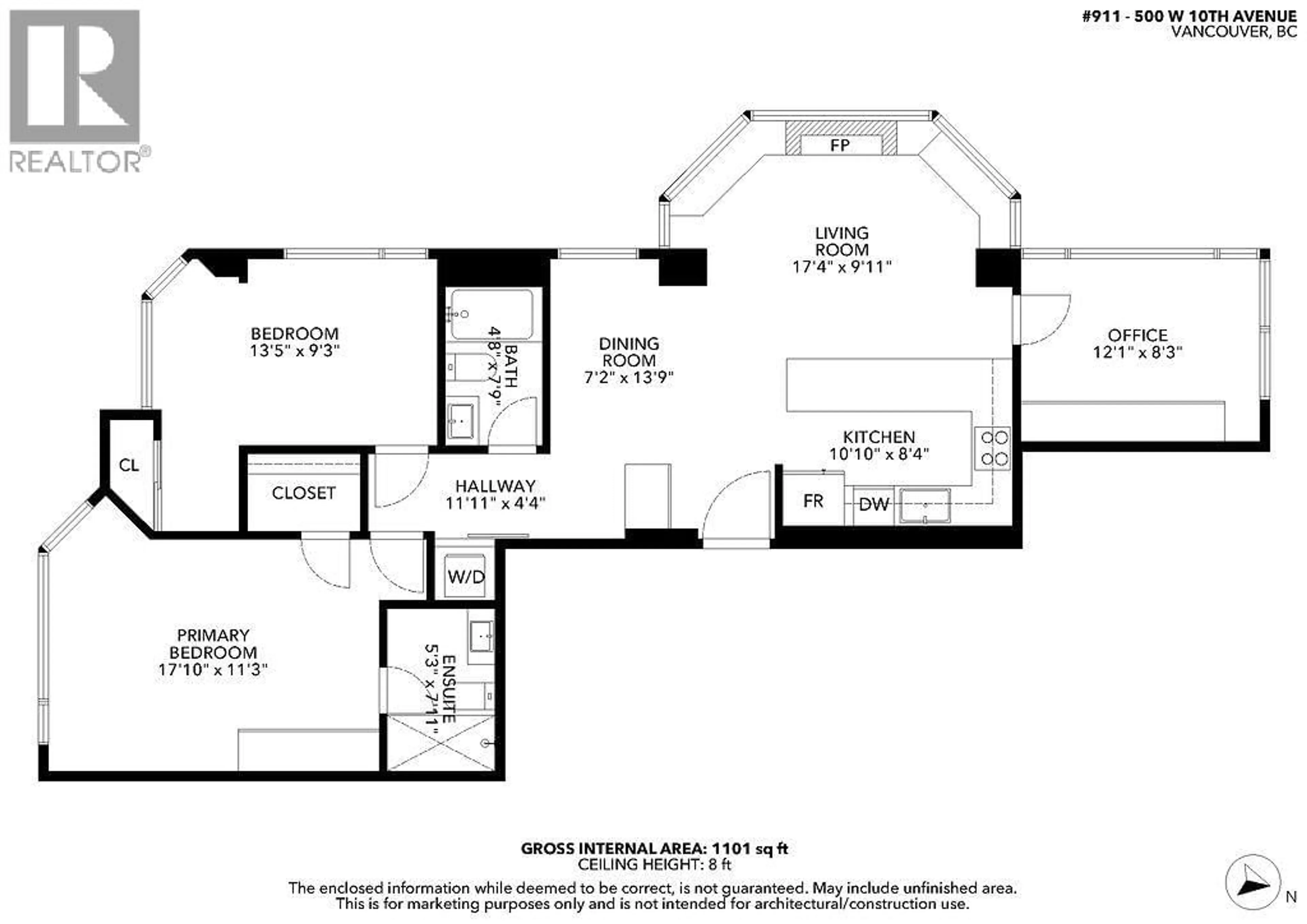 Floor plan for 911 - 500 10TH AVENUE, Vancouver British Columbia V5Z4P1