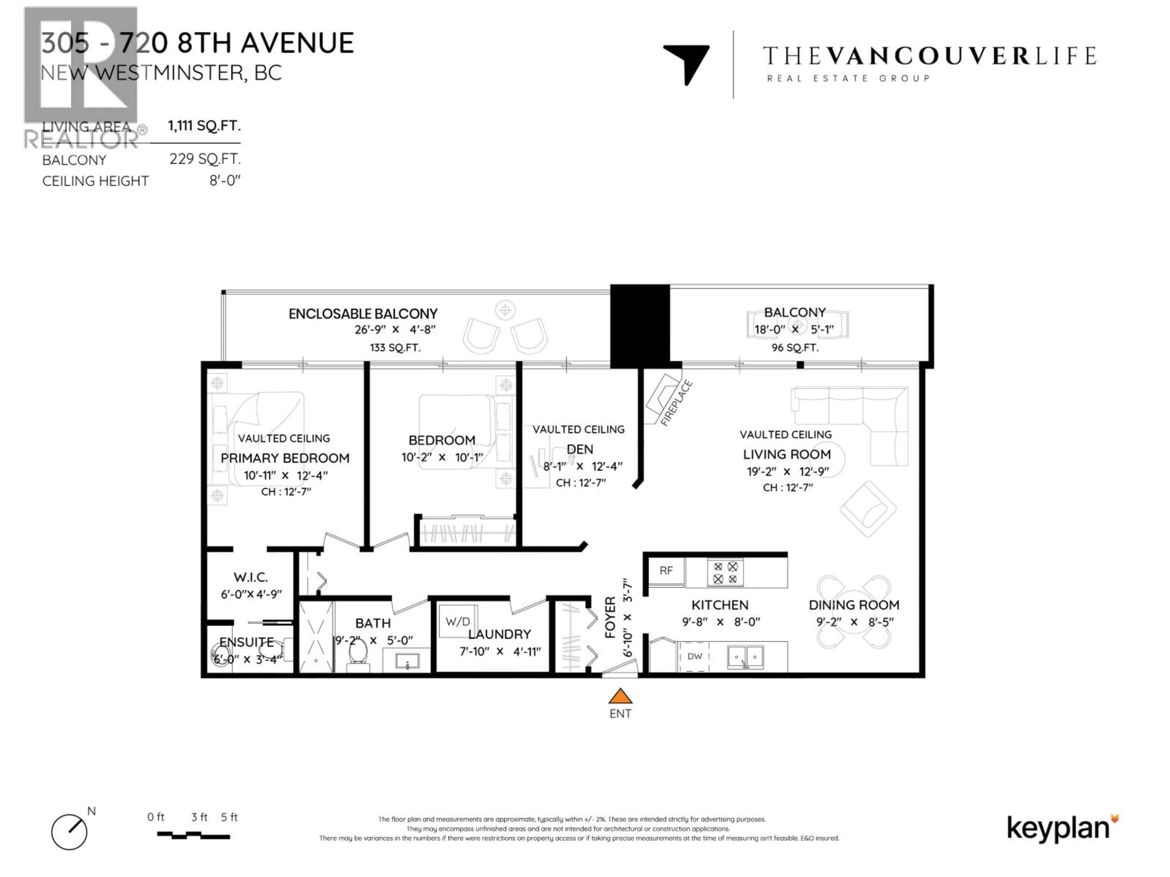 Floor plan for 305 - 720 EIGHTH AVENUE, New Westminster British Columbia V3M2R3