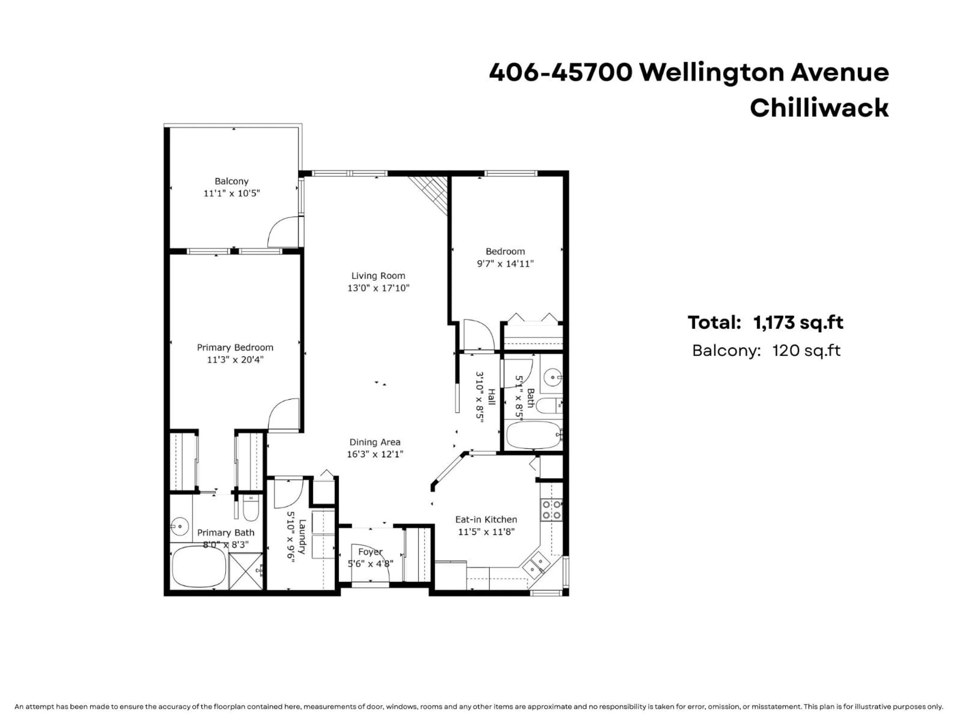 Floor plan for 406 - 45700 WELLINGTON AVENUE, Chilliwack British Columbia V2P2E4