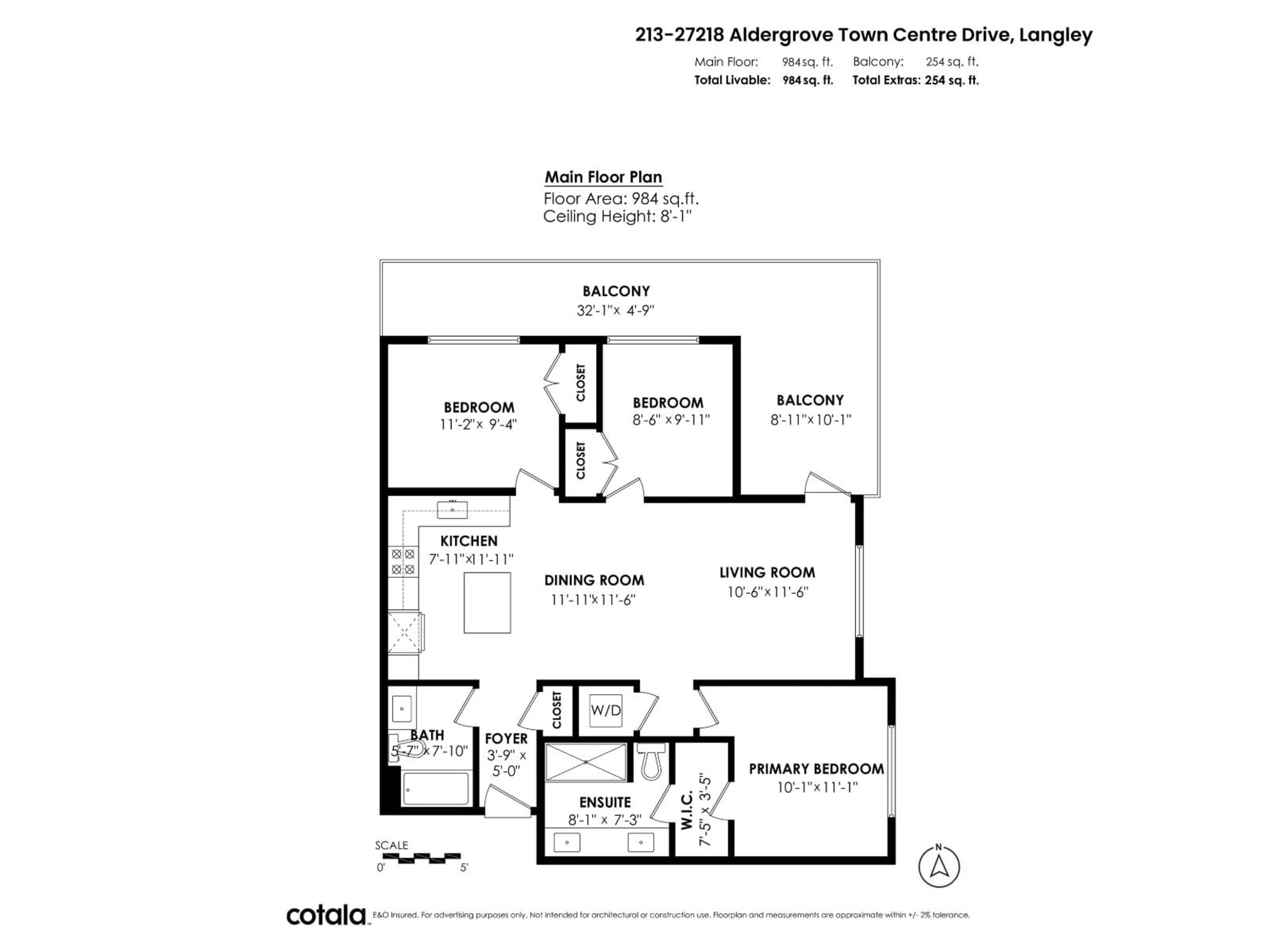 Floor plan for 213 - 27218 ALDERGROVE TOWN CENTRE, Langley British Columbia V4W0E2