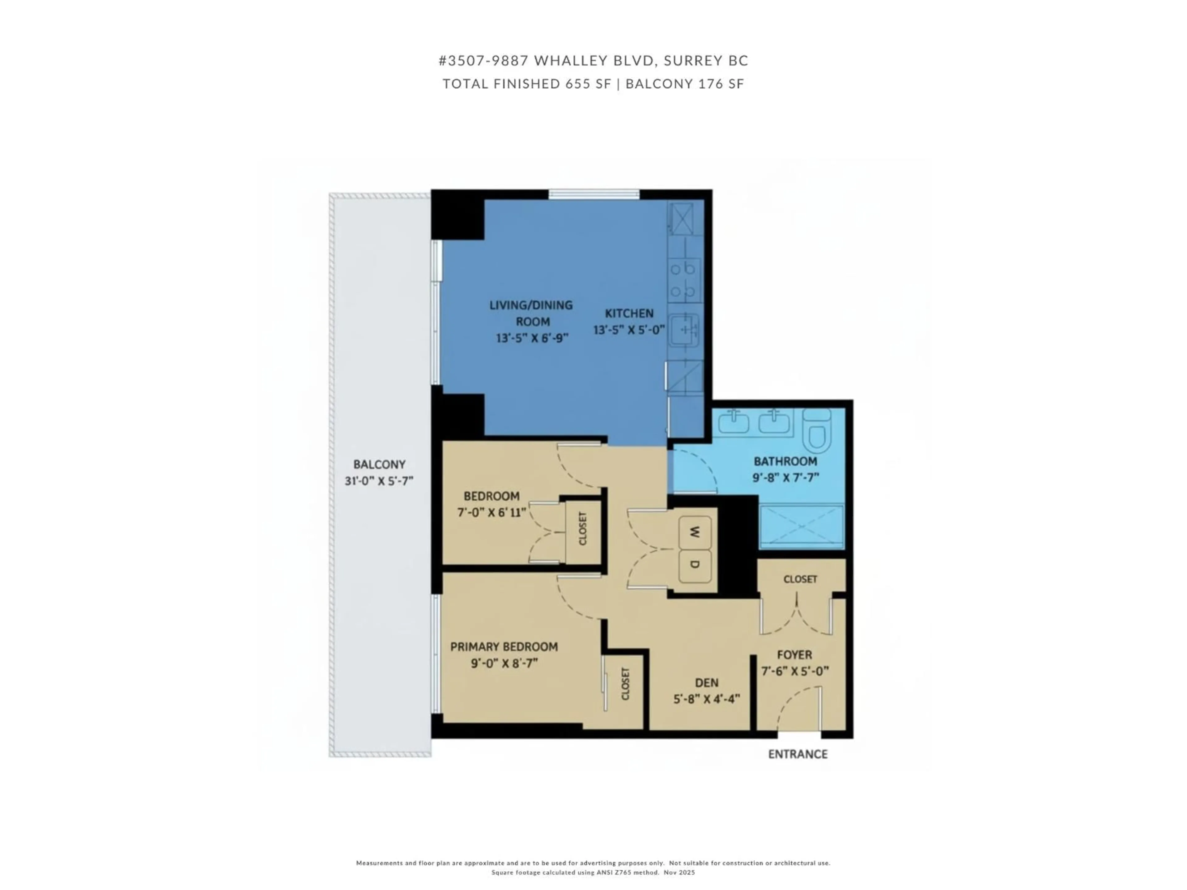 Floor plan for 3507 - 9887 WHALLEY, Surrey British Columbia V3T0P4