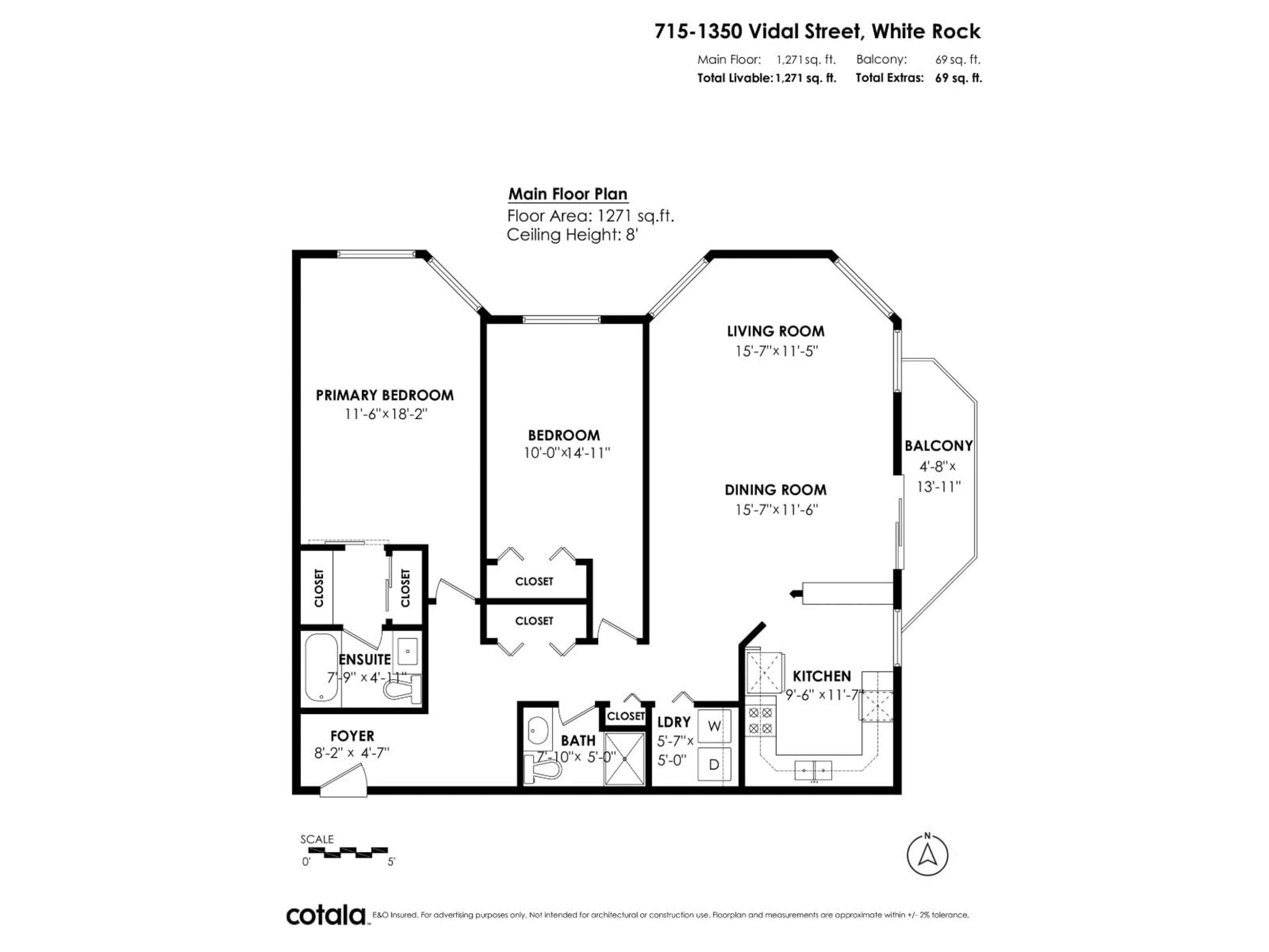 Floor plan for 715 - 1350 VIDAL STREET, White Rock British Columbia V4B5G6