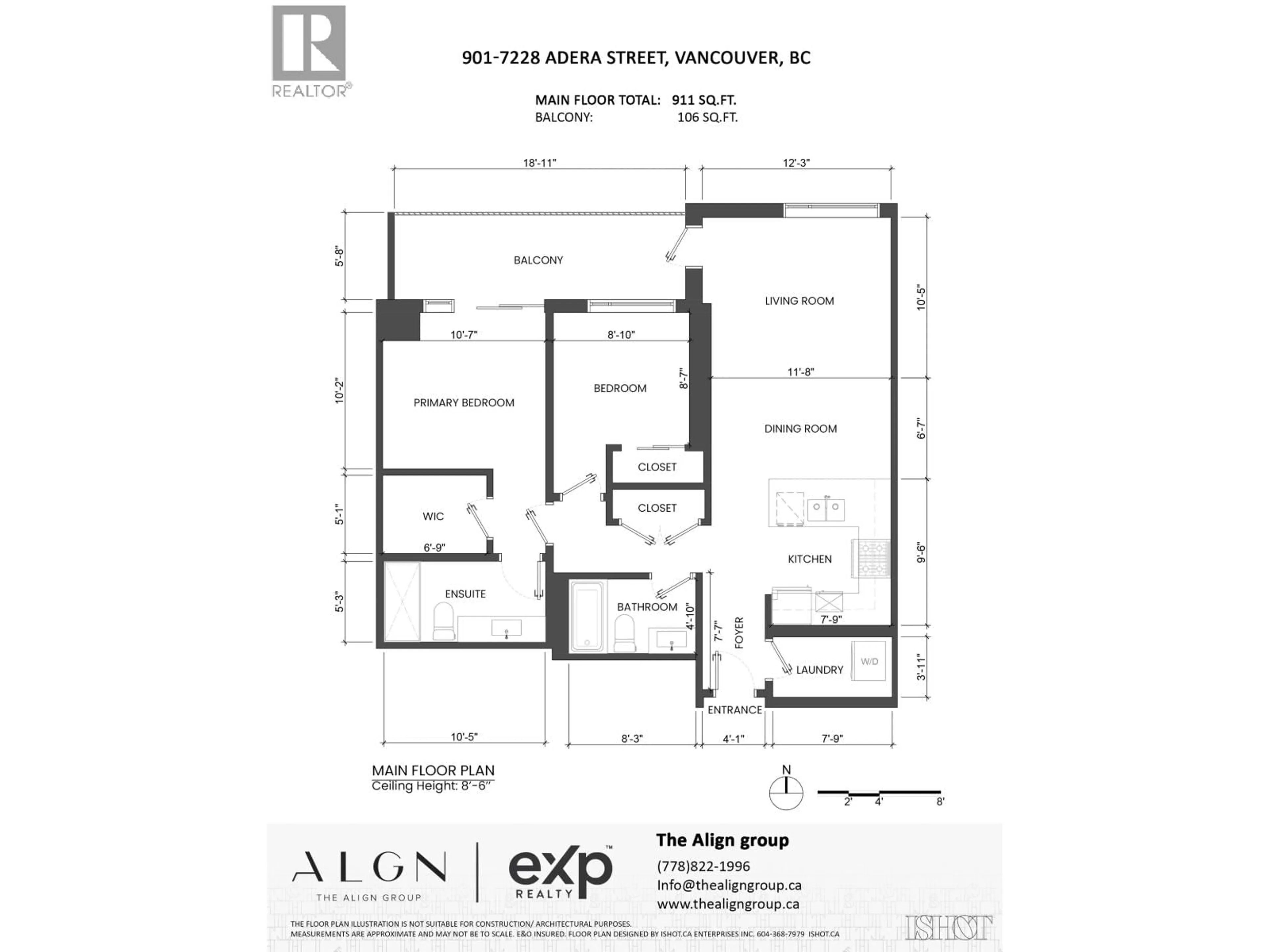 Floor plan for 901 - 7228 ADERA STREET, Vancouver British Columbia V6P0H8