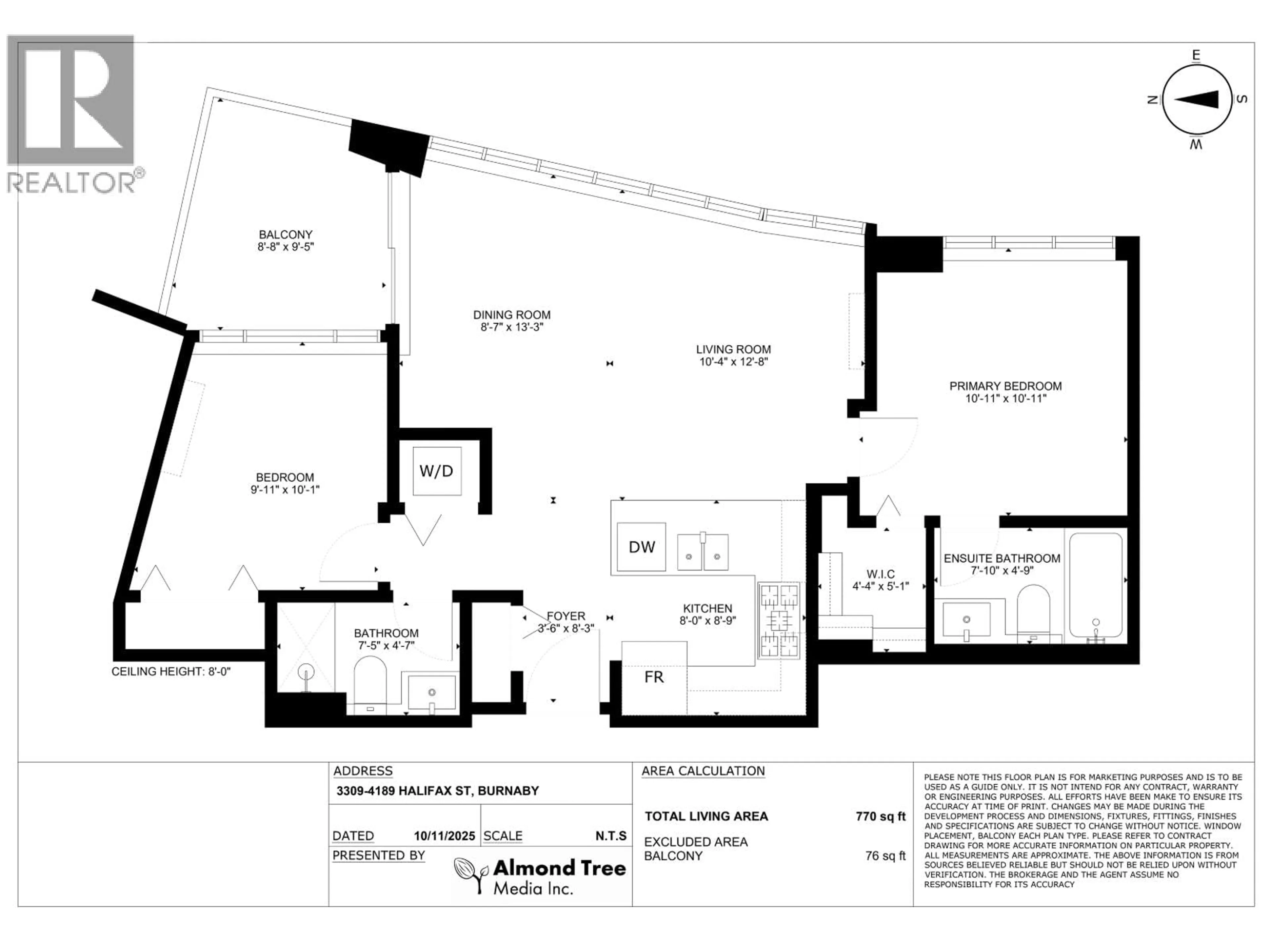 Floor plan for 3309 - 4189 HALIFAX STREET, Burnaby British Columbia V5C0H9