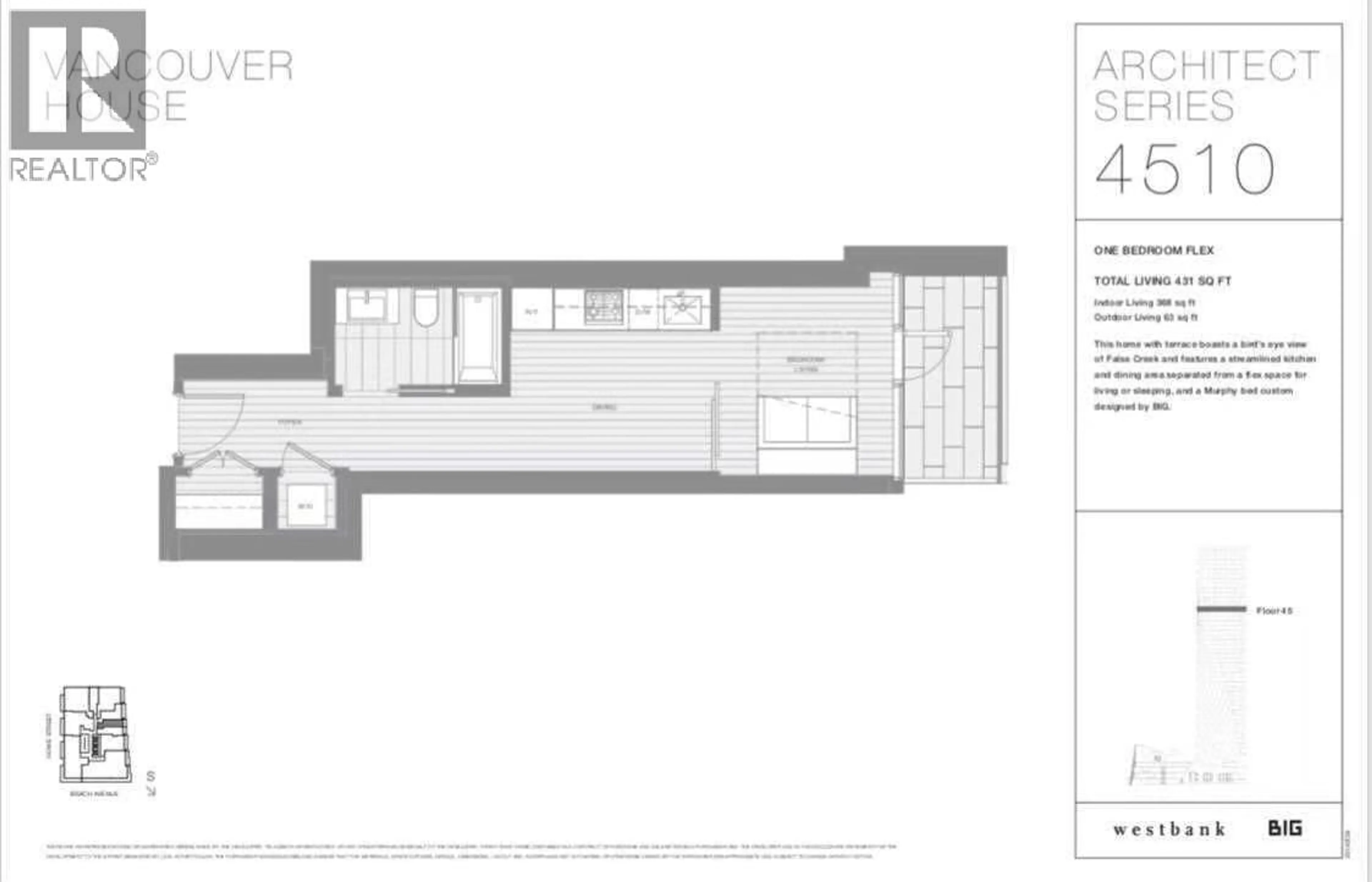 Floor plan for 4510 - 1480 HOWE STREET, Vancouver British Columbia V6Z0G5