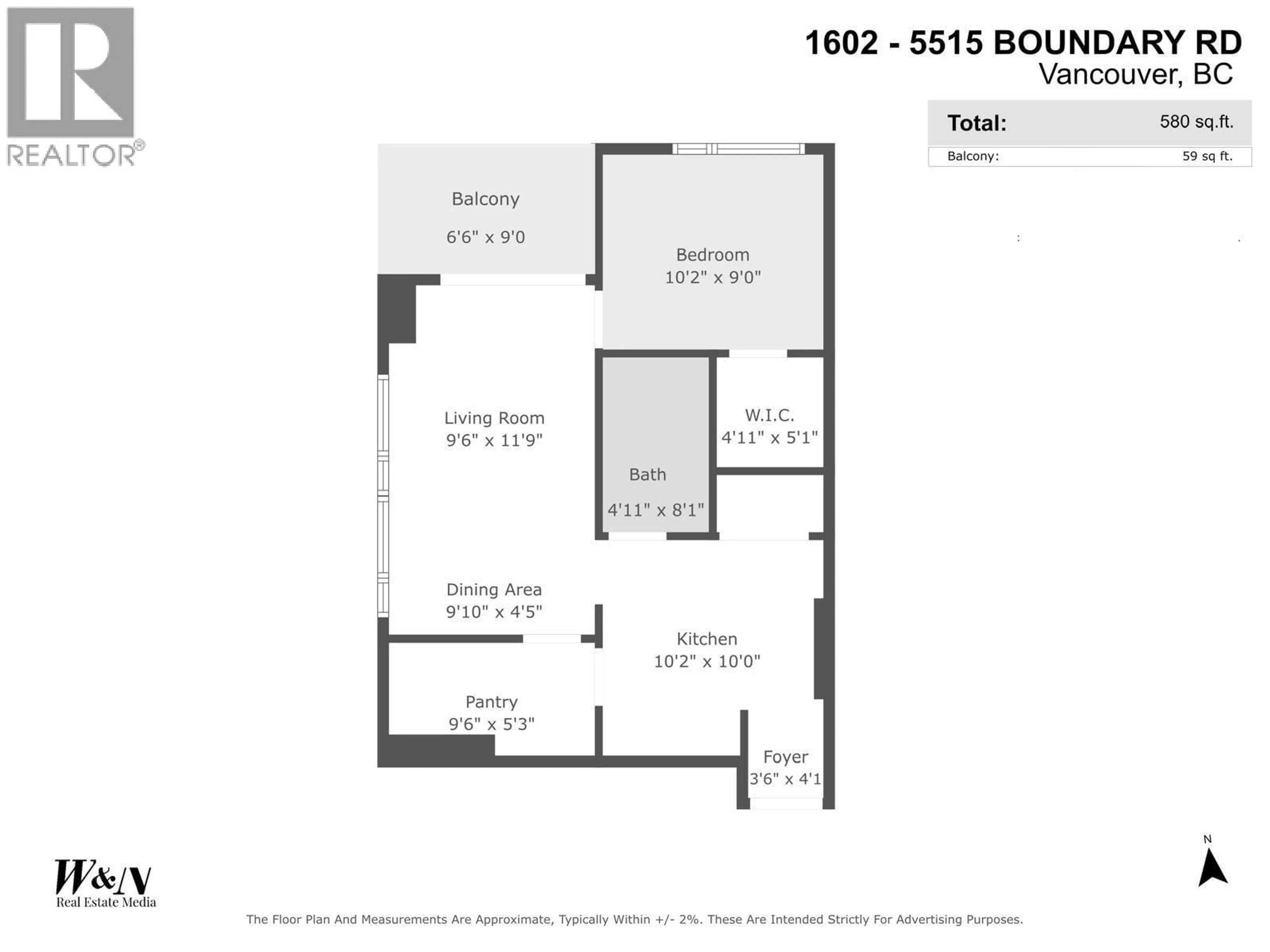 Floor plan for 1602 - 5515 BOUNDARY ROAD, Vancouver British Columbia V5R0E3