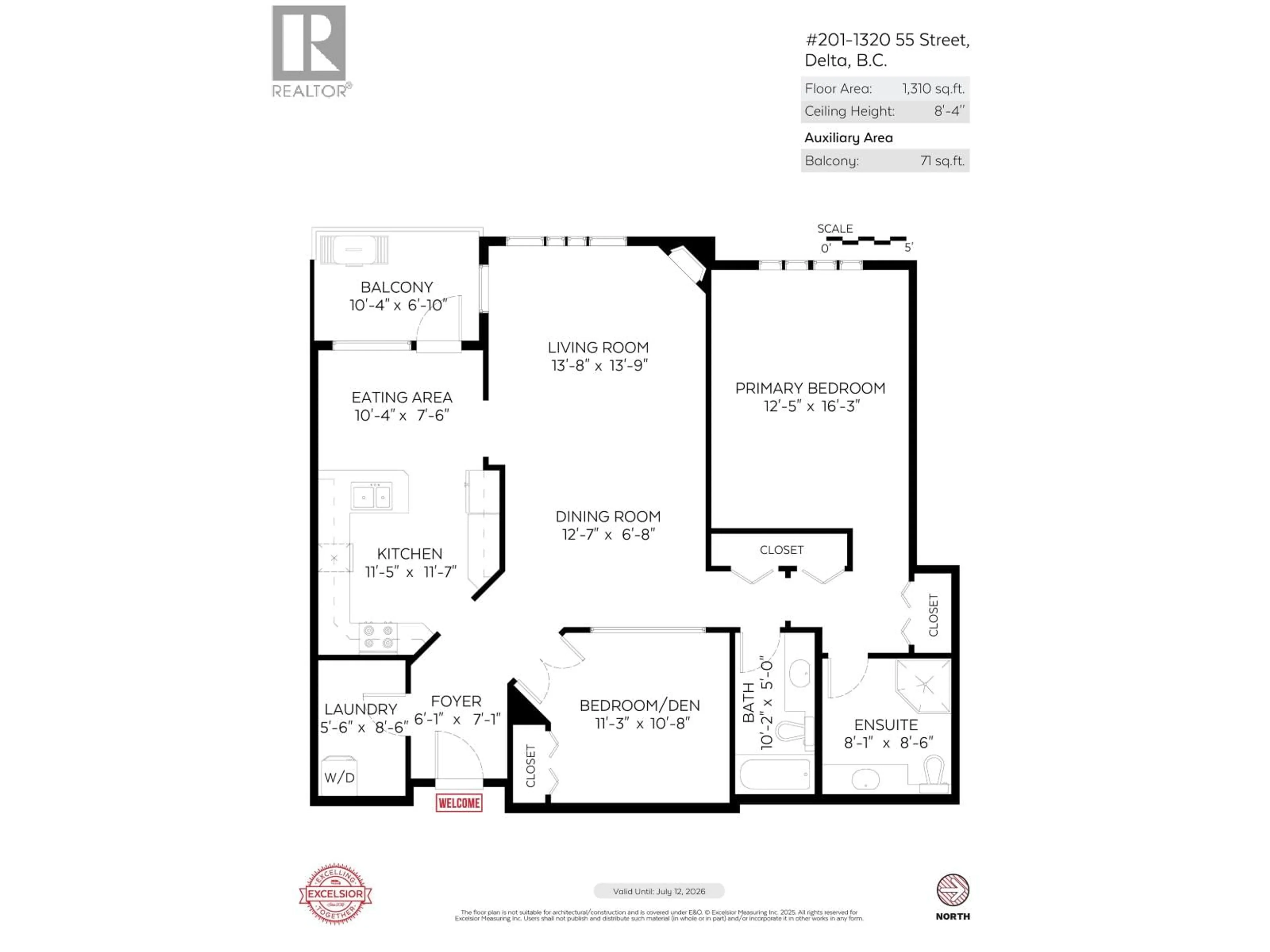 Floor plan for 201 - 1320 55 STREET, Delta British Columbia V4M3K3