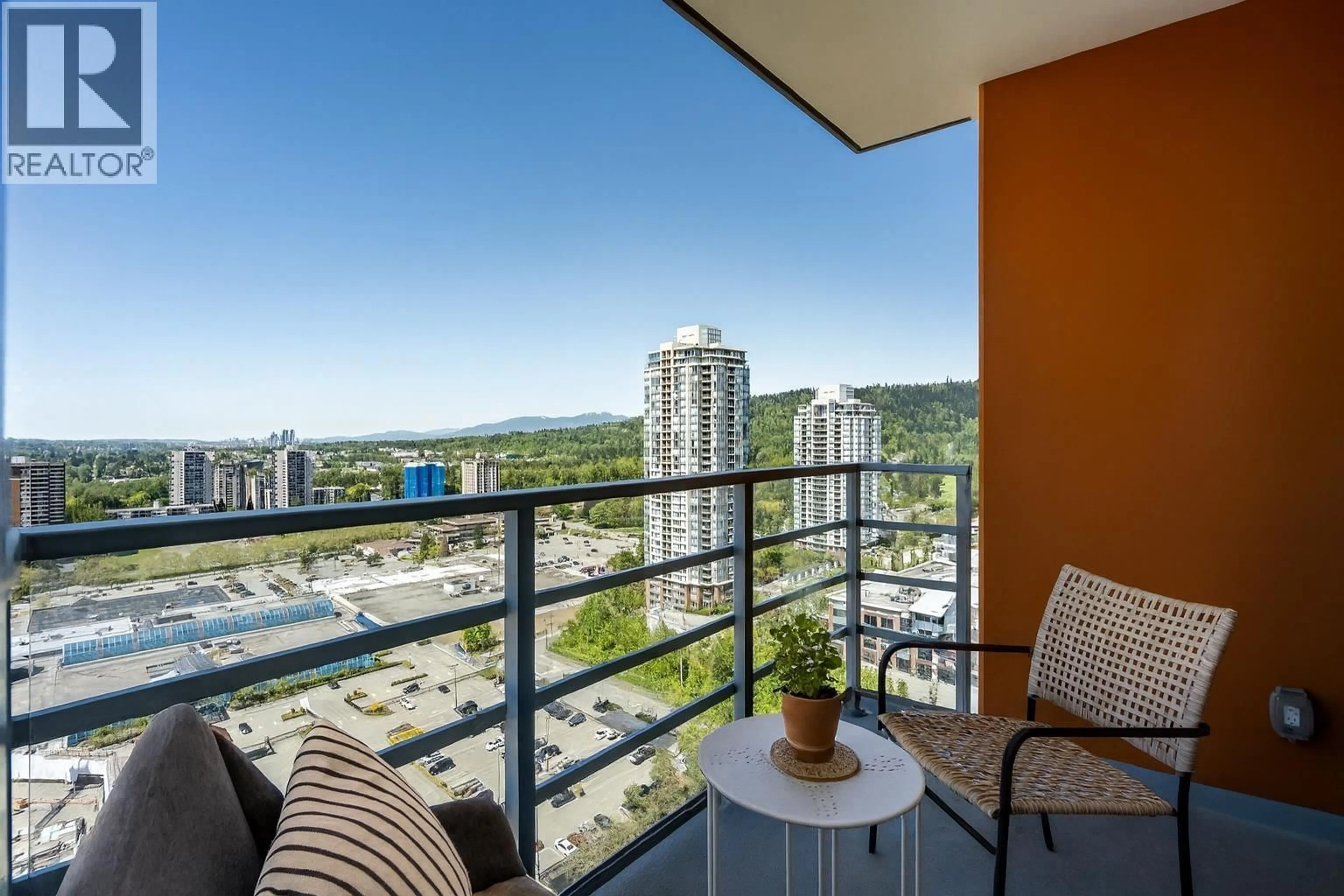 Balcony in the apartment, city buildings view from balcony for 2301 - 530 WHITING WAY, Coquitlam British Columbia V3J0J4