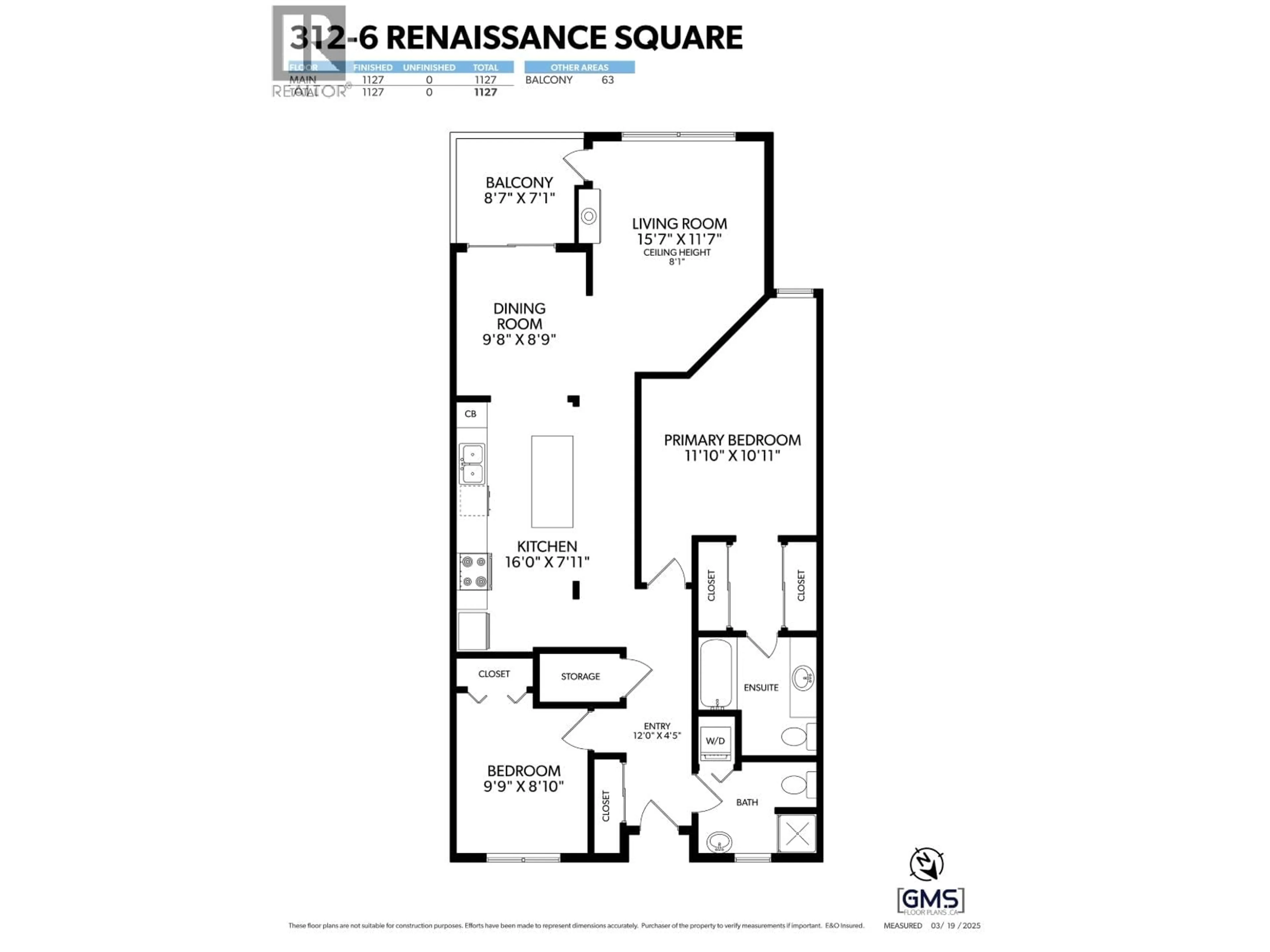 Floor plan for 312 - 6 RENAISSANCE SQUARE, New Westminster British Columbia V3M6N8