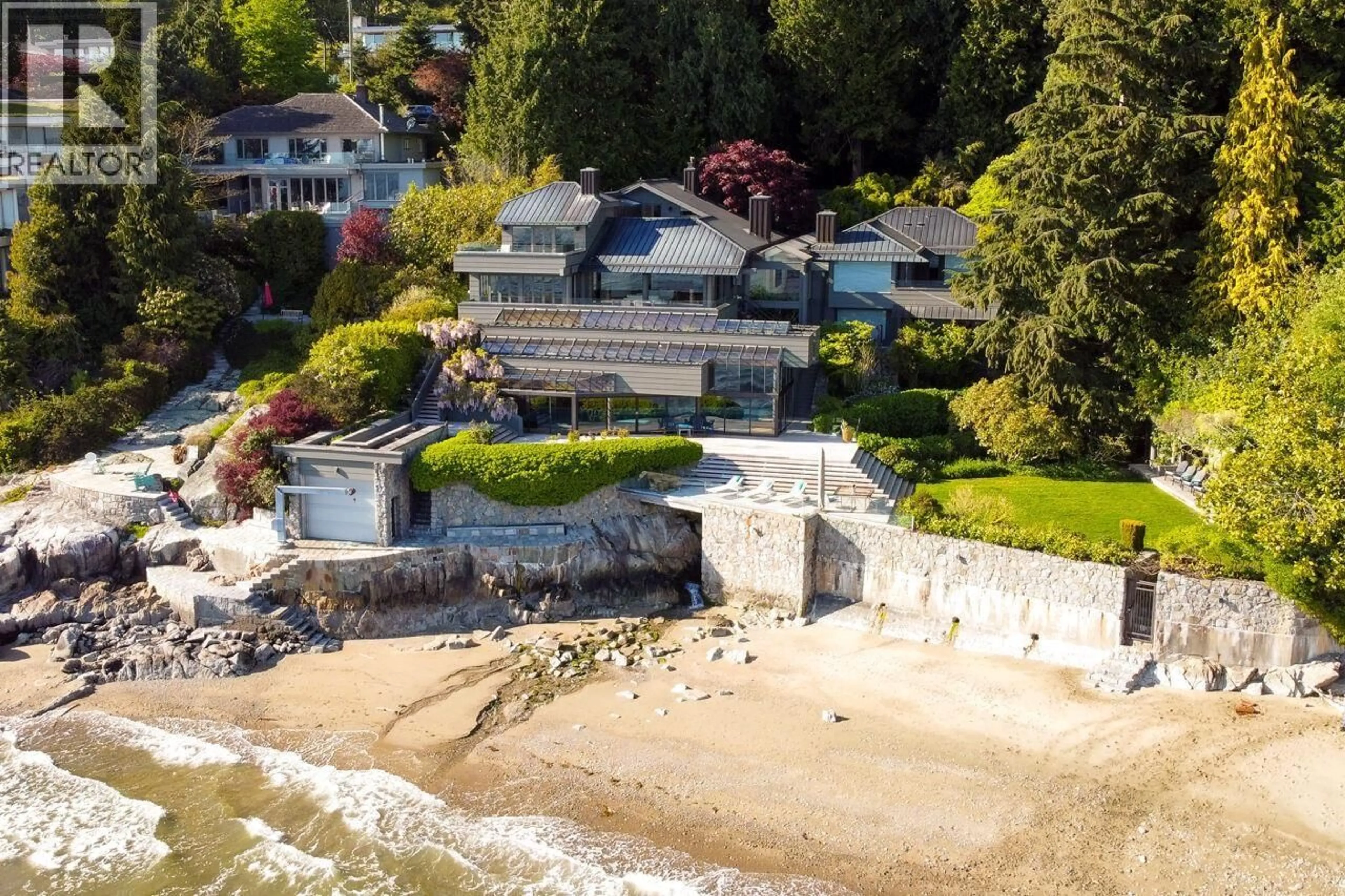 A pic from outside/outdoor area/front of a property/back of a property/a pic from drone, water/lake/river/ocean view for 4036 MARINE DRIVE, West Vancouver British Columbia V7V1N6