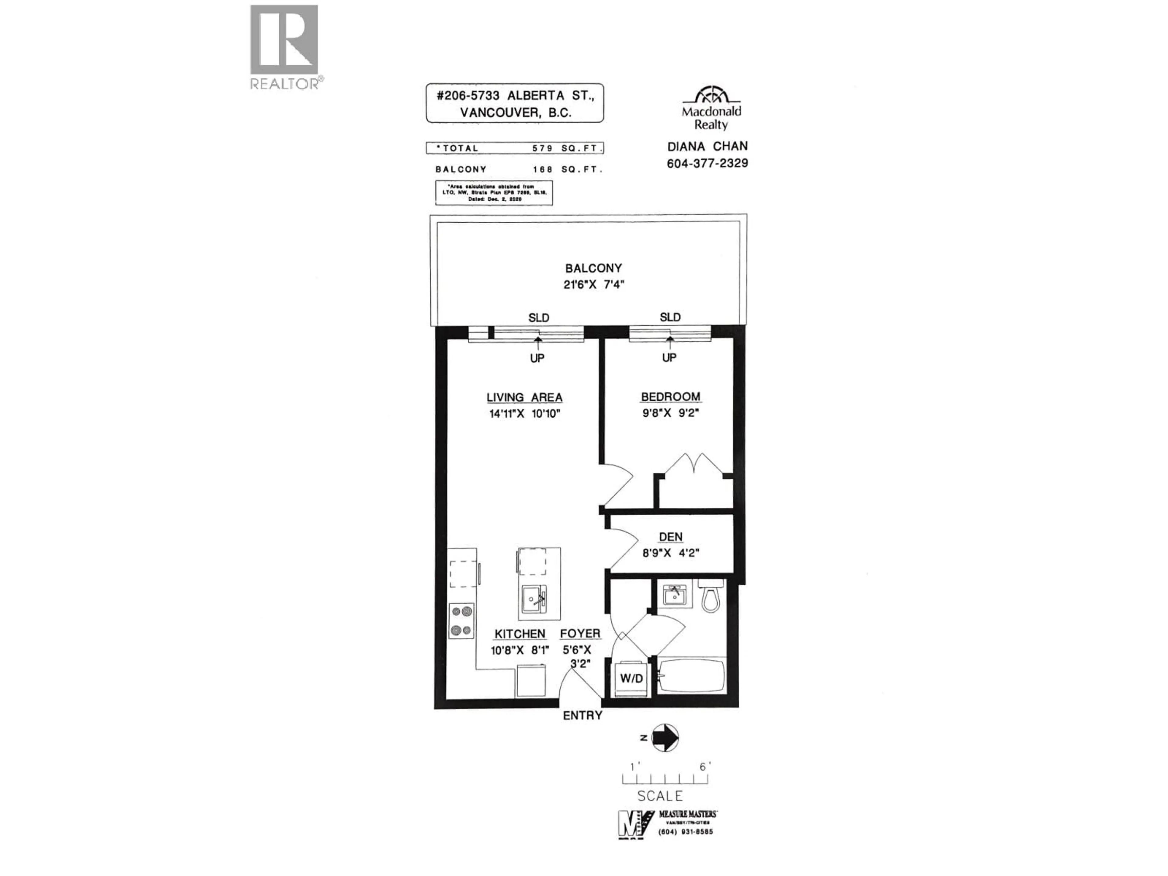 Floor plan for 206 - 5733 ALBERTA STREET, Vancouver British Columbia V5Y0M3