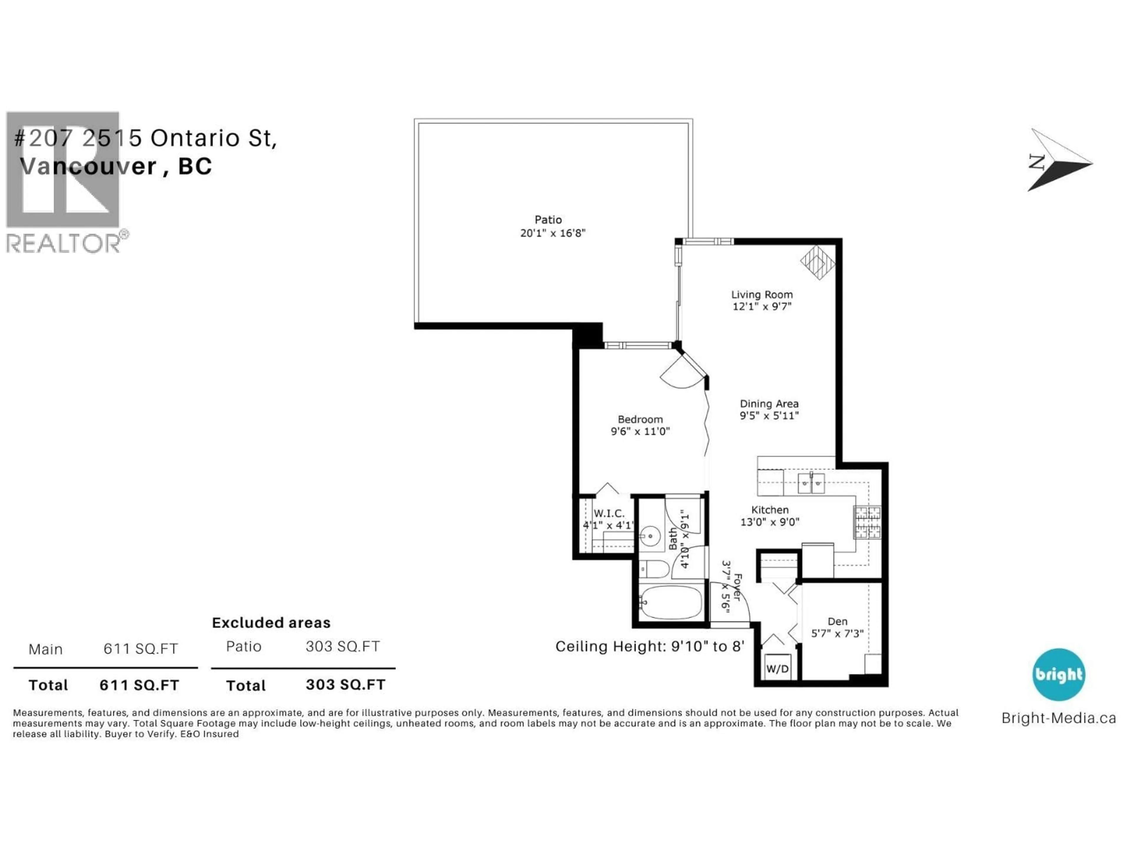 Floor plan for 207 - 2515 ONTARIO STREET, Vancouver British Columbia V5T4V4