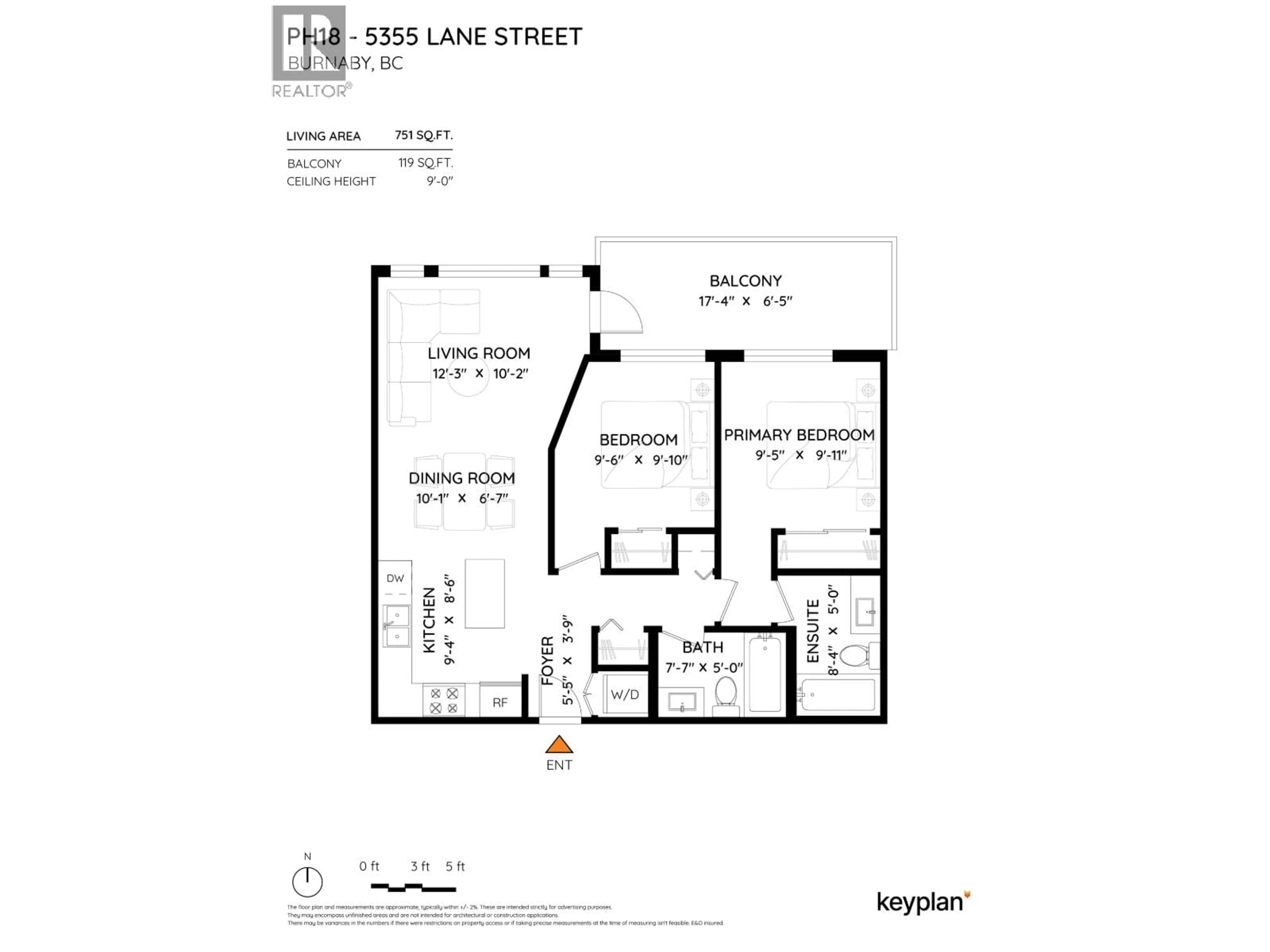 Floor plan for PH18 - 5355 LANE STREET, Burnaby British Columbia V5H0H1