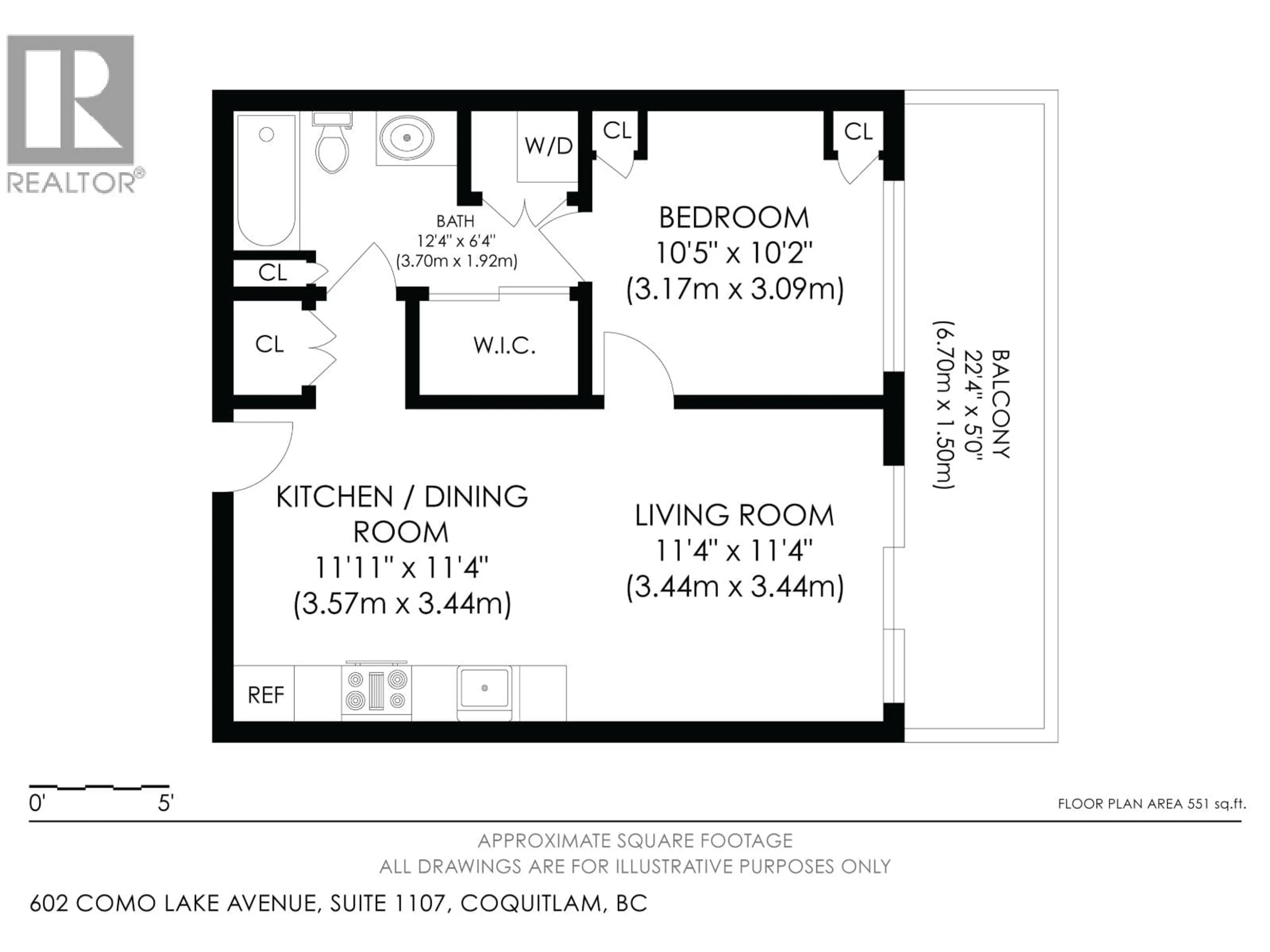 Floor plan for 1107 - 602 COMO LAKE AVENUE, Coquitlam British Columbia V3J0G2