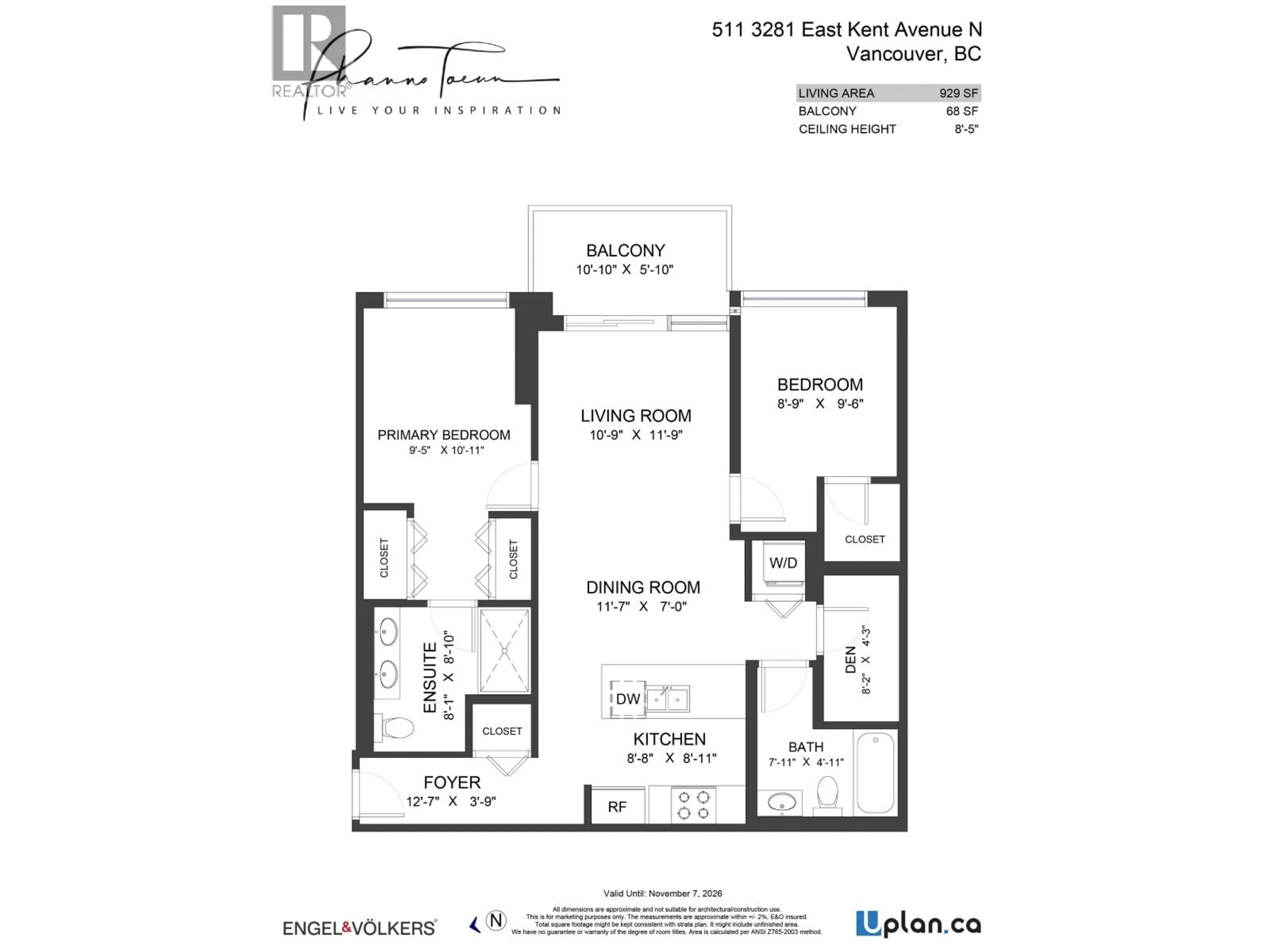 Floor plan for 511 - 3281 KENT AVENUE NORTH AVENUE, Vancouver British Columbia V5S0C4