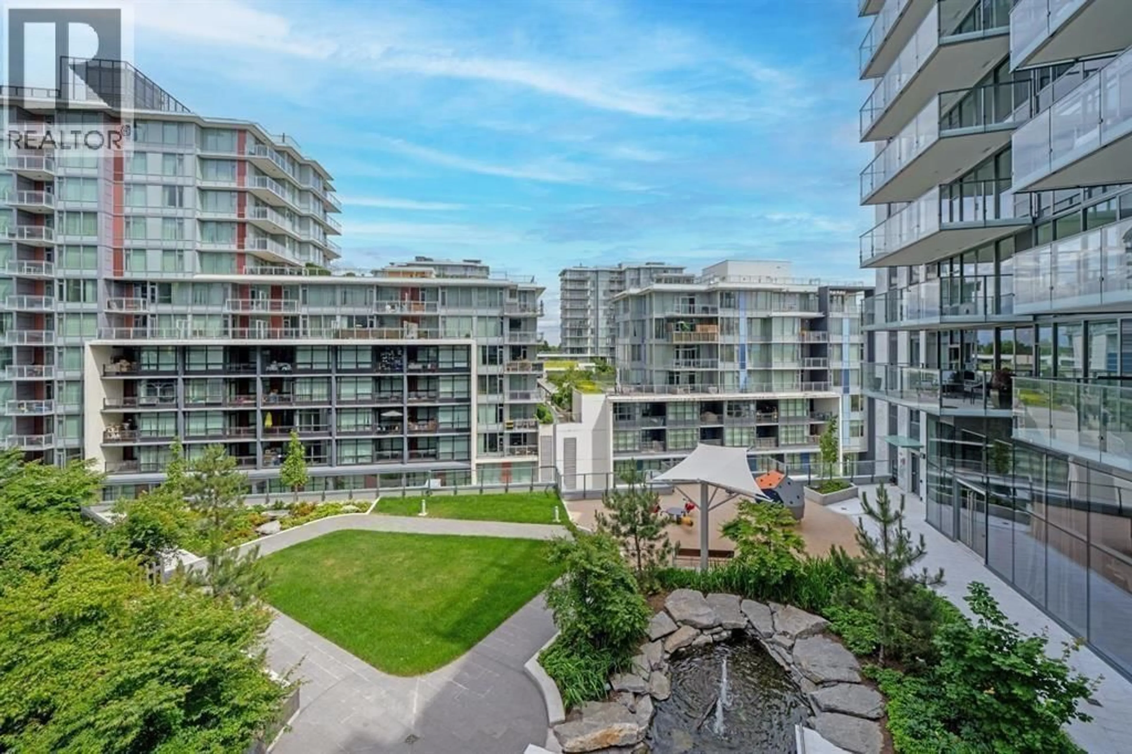 A pic from outside/outdoor area/front of a property/back of a property/a pic from drone, city buildings view from balcony for 1105 - 8555 CAPSTAN WAY, Richmond British Columbia V6X0W1